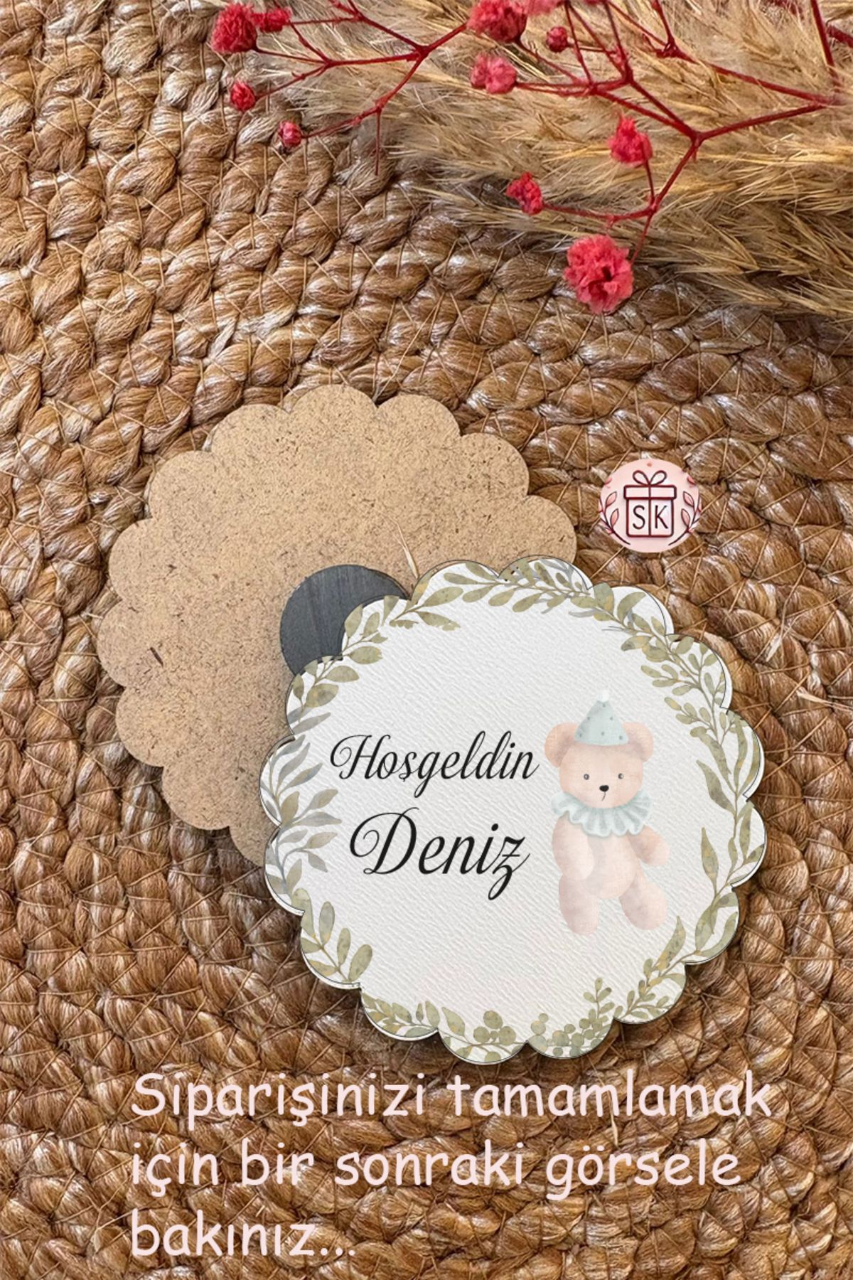 SK Gift Figürlü Ahşap Bebek Magnet Doğum Günü Hediyeliği Baby Shower Yenidoğan Magnet 35 Adet