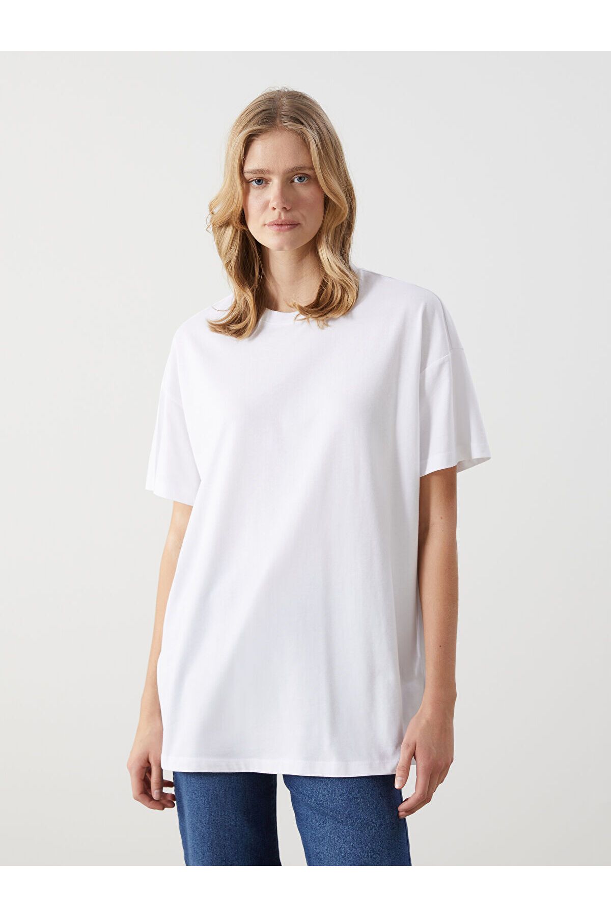 LC Waikiki Bisiklet Yaka Oversize Kadın Tişört