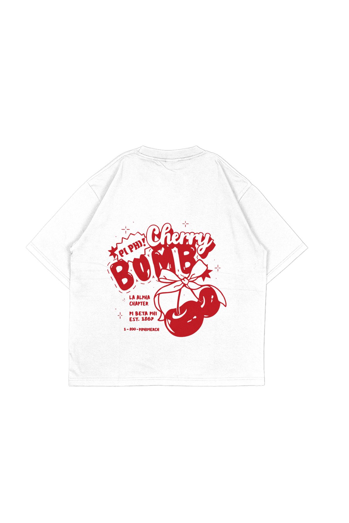 Tresore Cherry Bomb Baskılı Oversize Nakış Detaylı Tişört/ Cherry Oversize Tişört / Tasarım Tişört