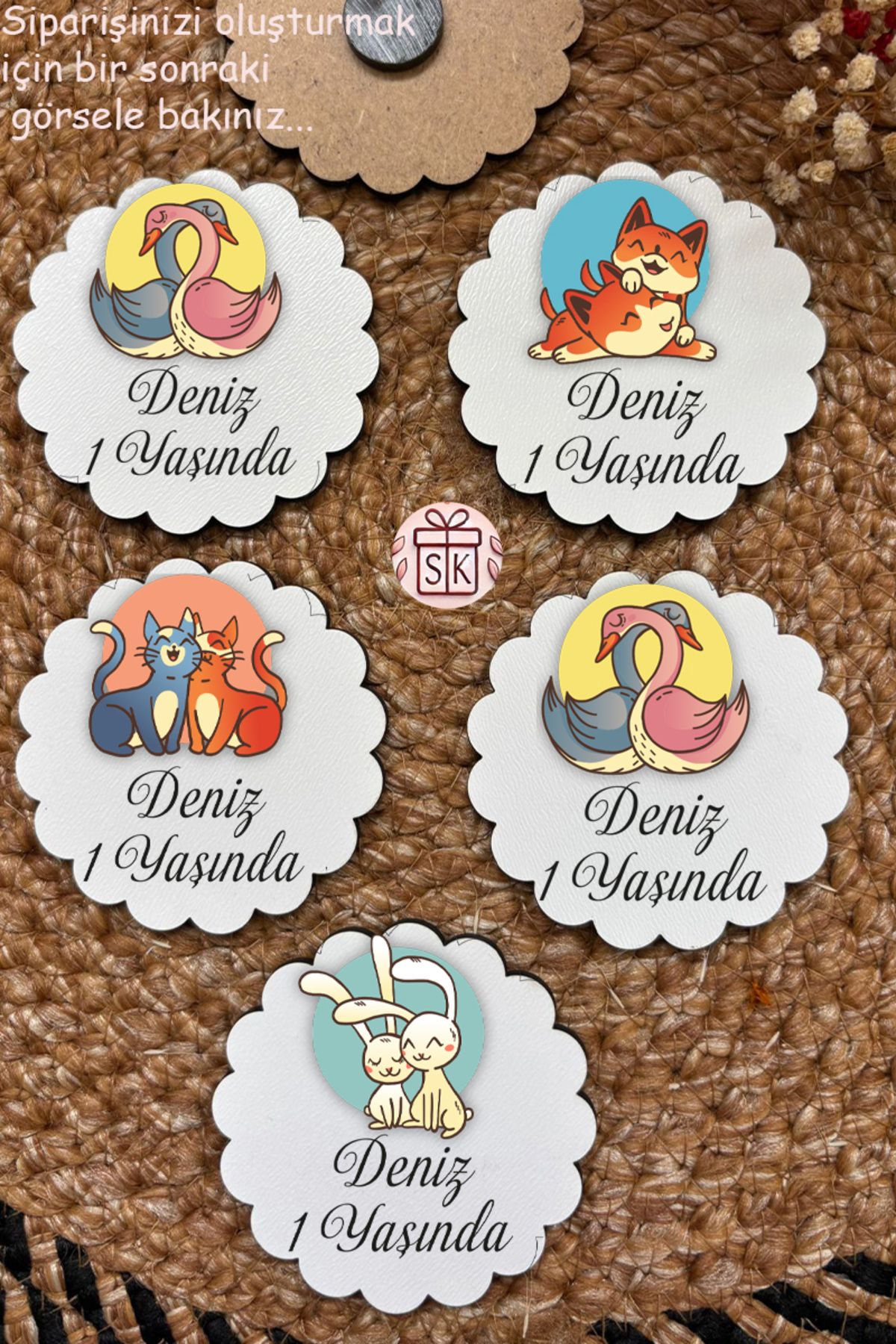 SK Gift Figürlü Ahşap Bebek Magnet Doğum Günü Hediyeliği Baby Shower Yenidoğan Magnet 35 Adet