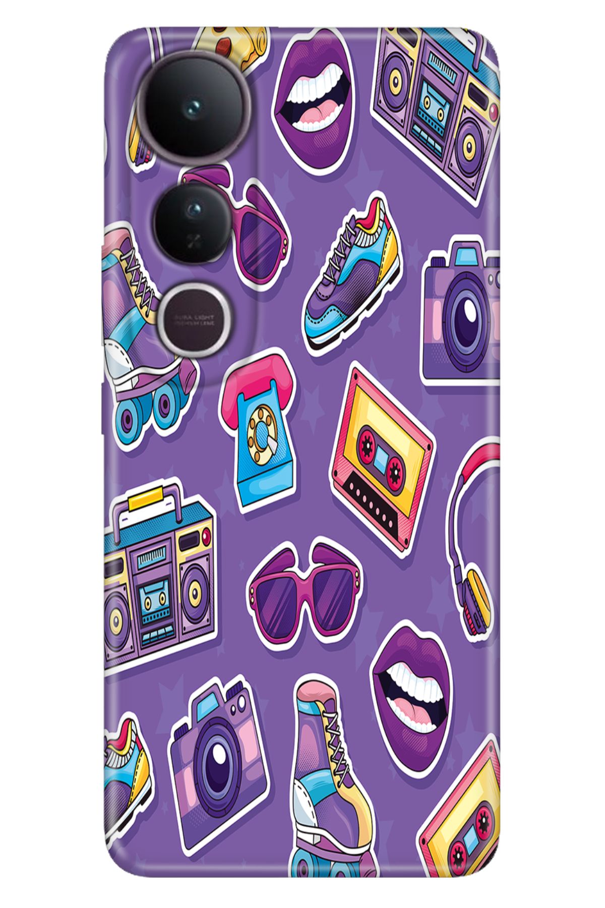 Cekuonline Vivo V50 Lite 5g Kılıf Tema Art Desenli Baskılı Silikon 90'lar Sticker