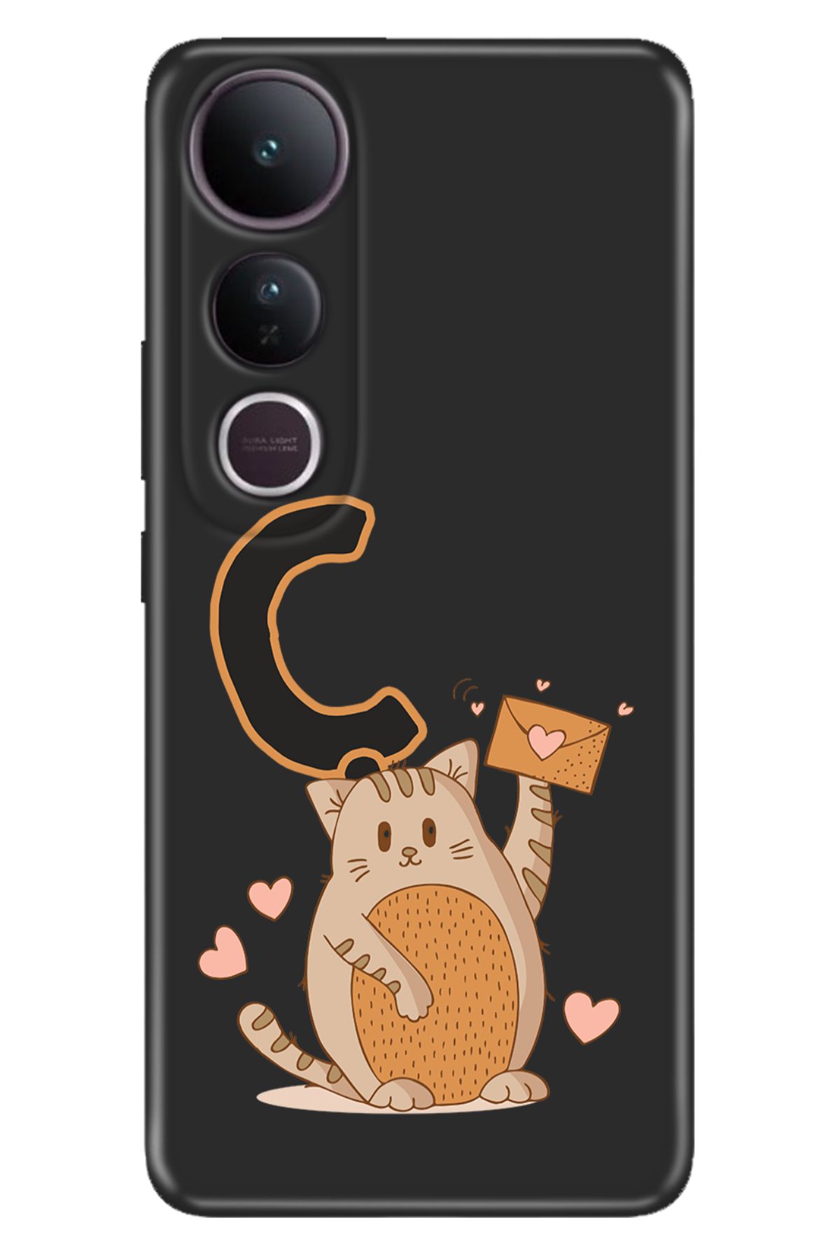 Cekuonline Vivo V50 Lite 5g Kılıf Retro Art Desenli Esnek Silikon Kedili Ç Harfi