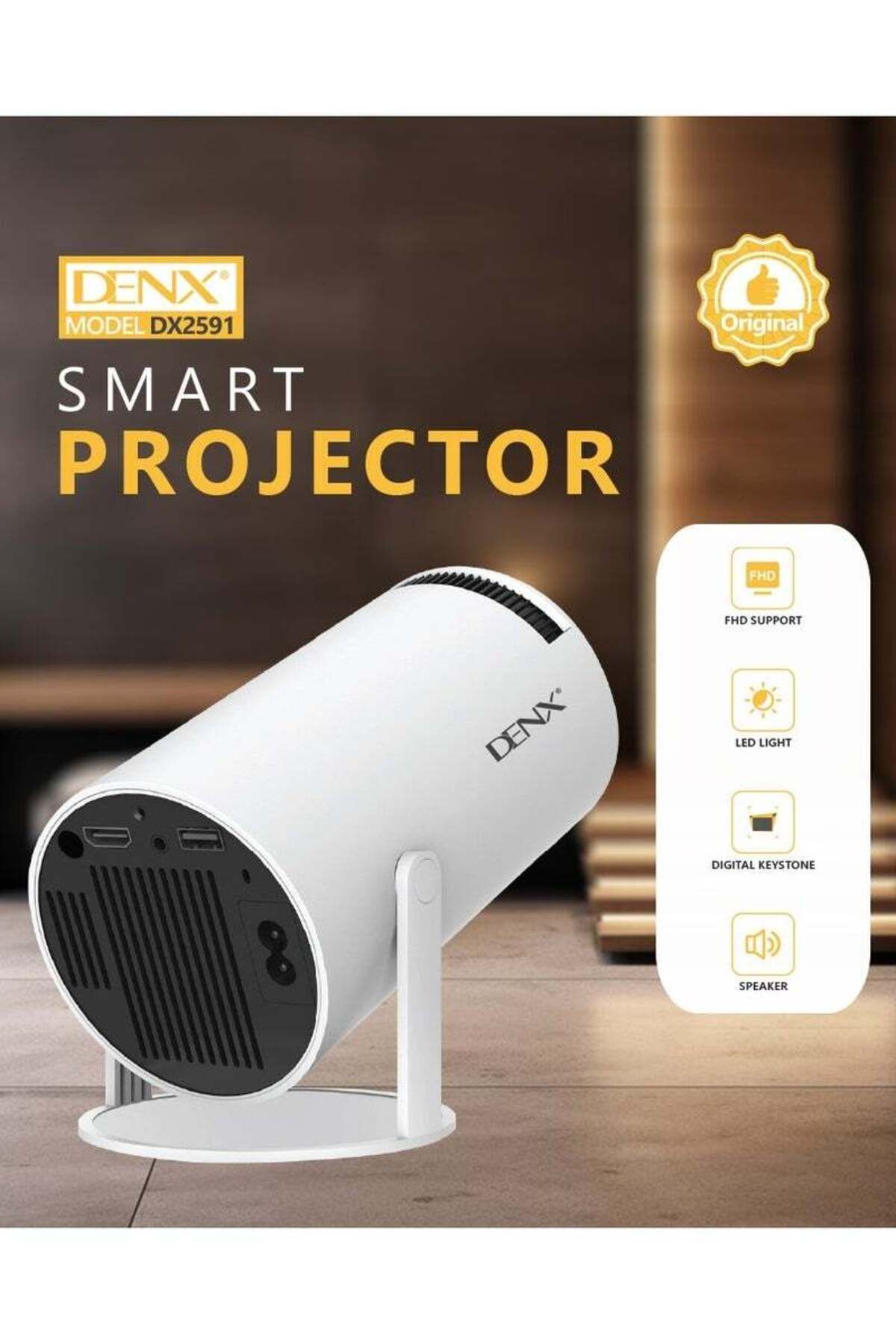Denx-Lumens Portable Mini Projector with Android 12, WiFi, and Bluetooth, Denx DX2591 4