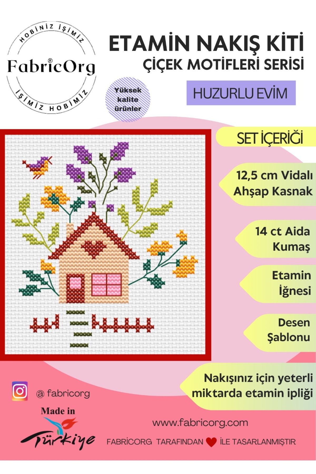 fabricorg Kanaviçe-Etamin Nakış Kiti (Huzurlu Evim)