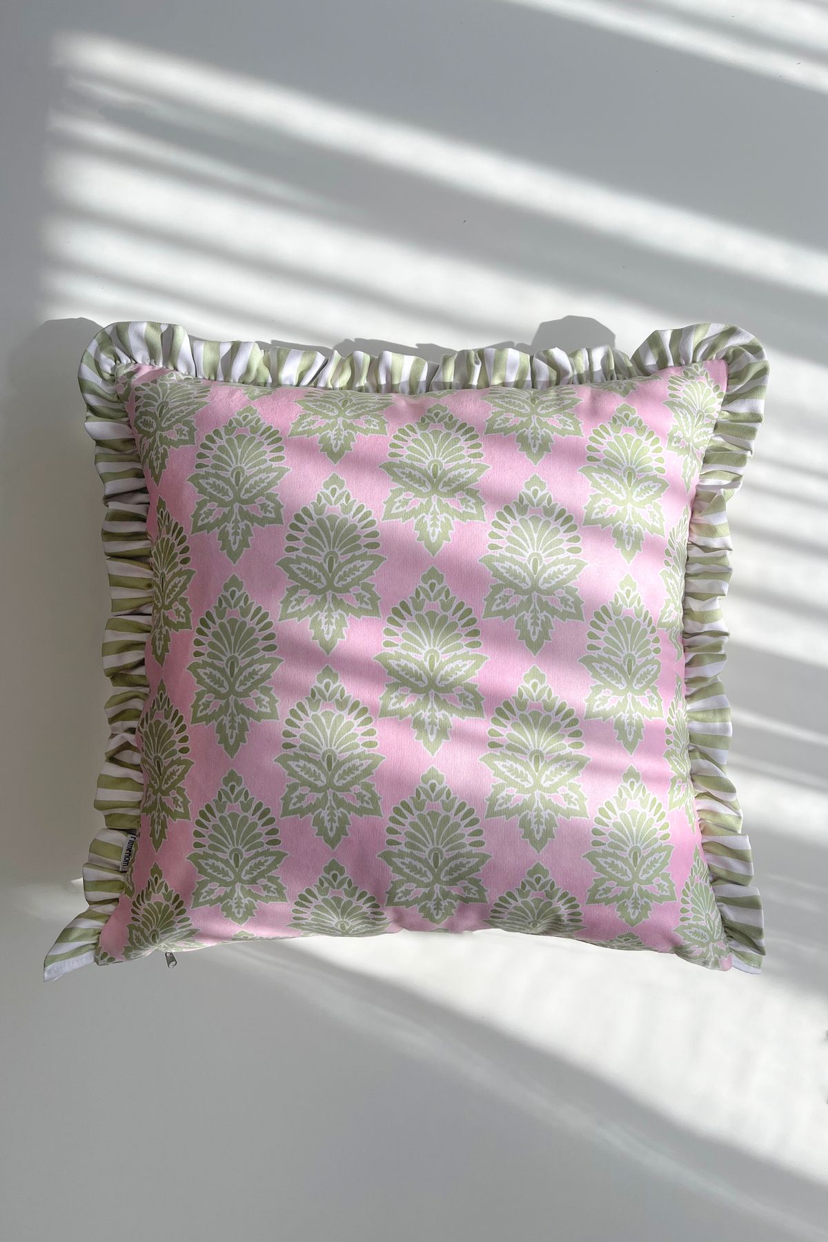RİTMOHOME Etnik Motifli Çizgili Fırfırlı Vintage, Iskandinav, Bohem 50x50 Dekoratif Yastık(İÇİ DOLGULU)