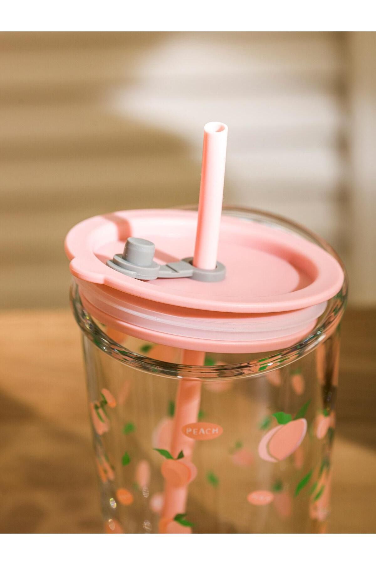 LC Waikiki-Lcw Home Printed Glass Cup with Straw 350 ml (S5) 3
