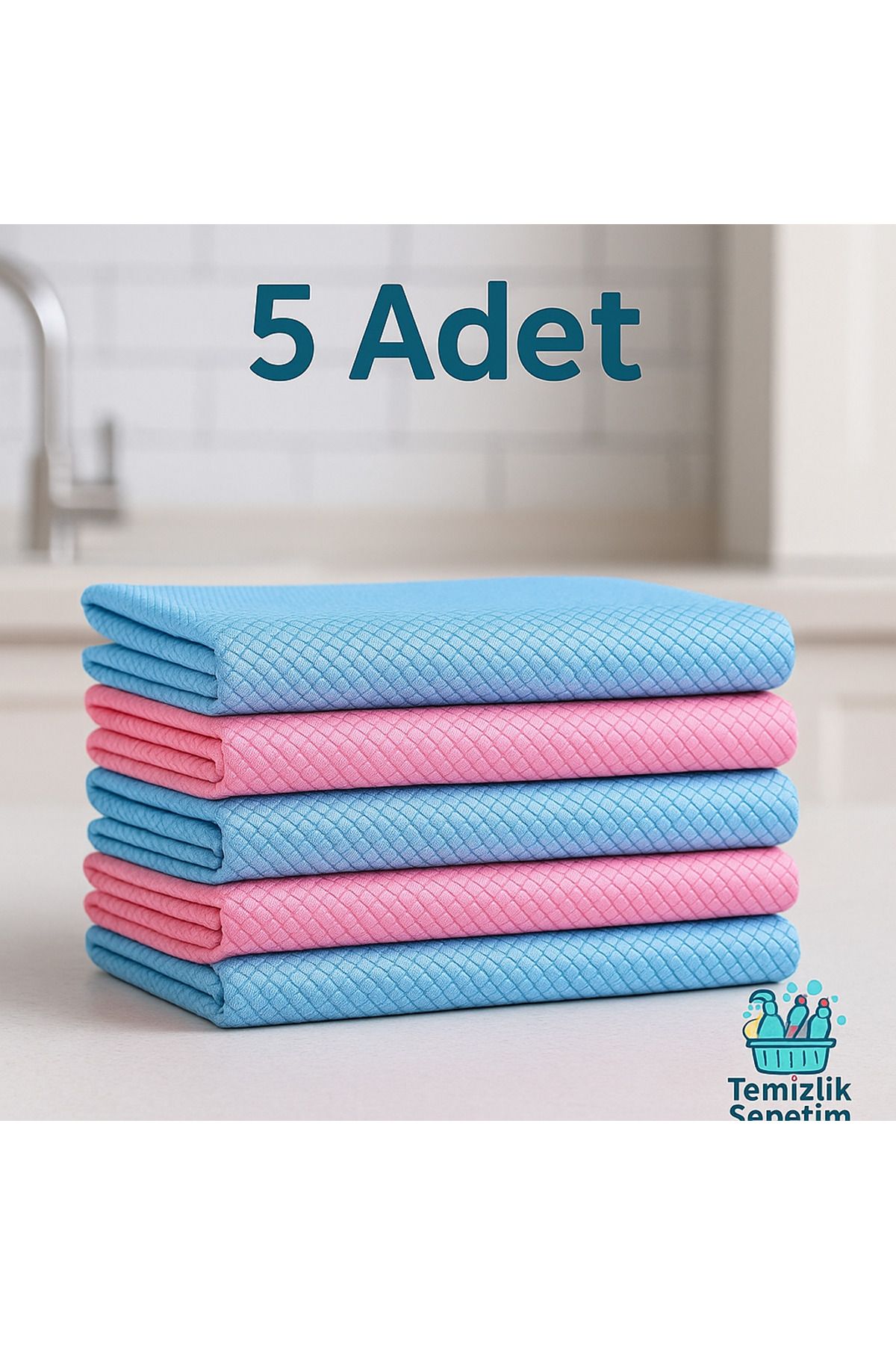 temizliksepeti Mikrofiber Cam Bezi 5 Adet 40x40 cm | İz Bırakmaz - Ultra Temiz Yüzeyler