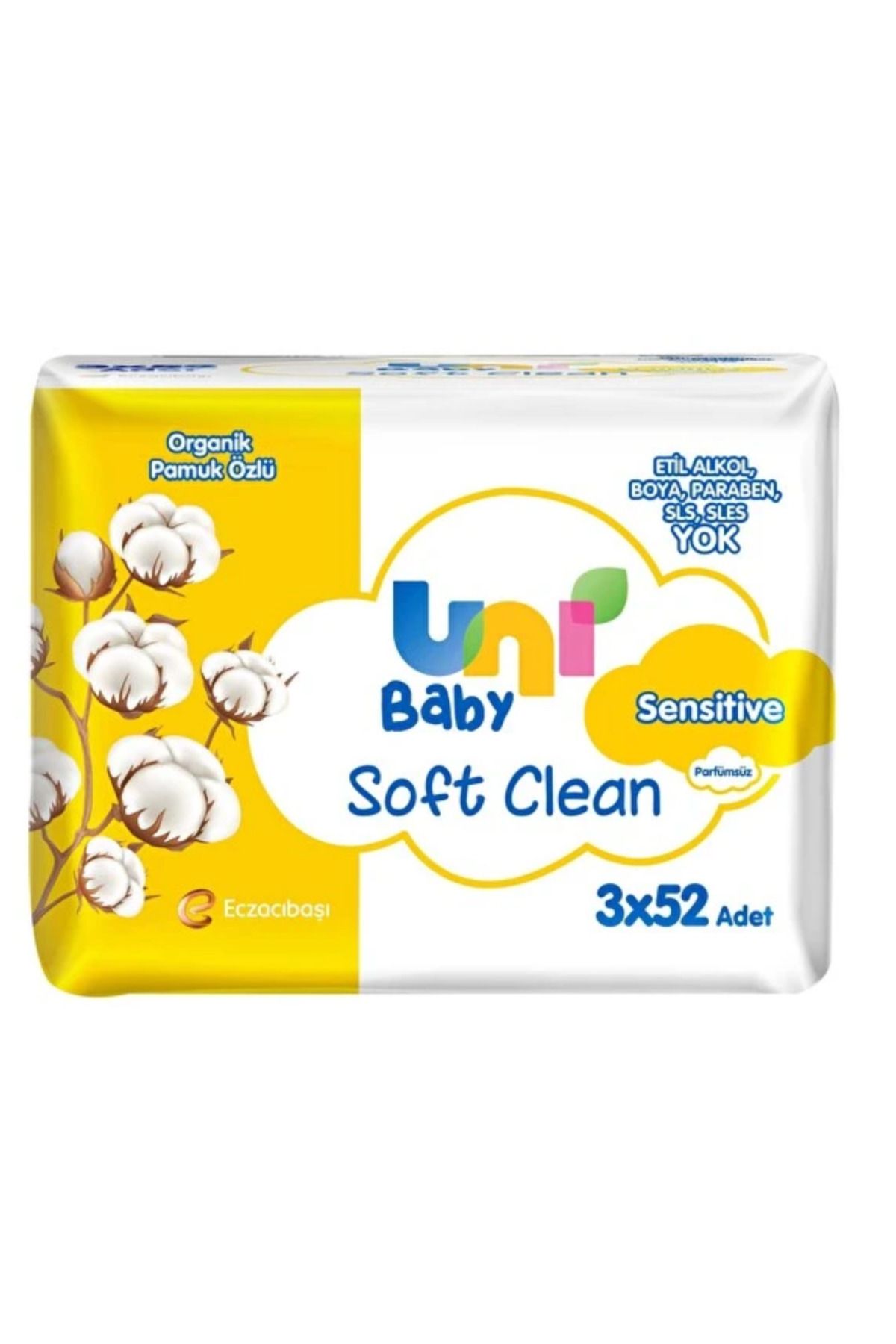 Baby Soft Clean Organik Pamuk Özlü Islak Mendil 3X52 Adet