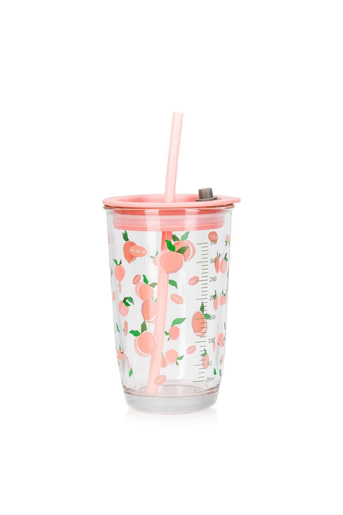 LC Waikiki-Lcw Home Printed Glass Cup with Straw 350 ml (S5) 5