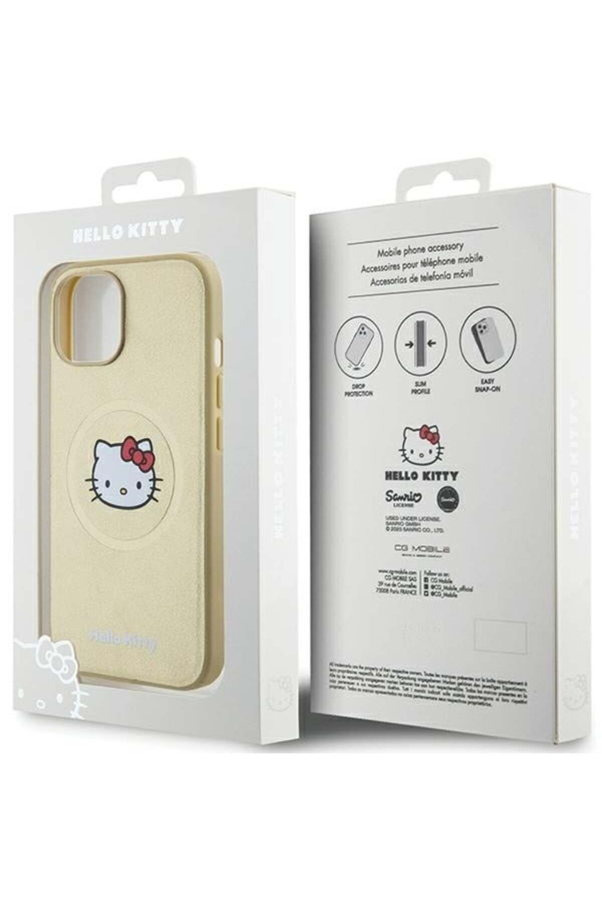 Hello Kitty-Case for iPhone 14, Hardcase Leather Kitty Head MagSafe, Hello Kitty - Bej 7