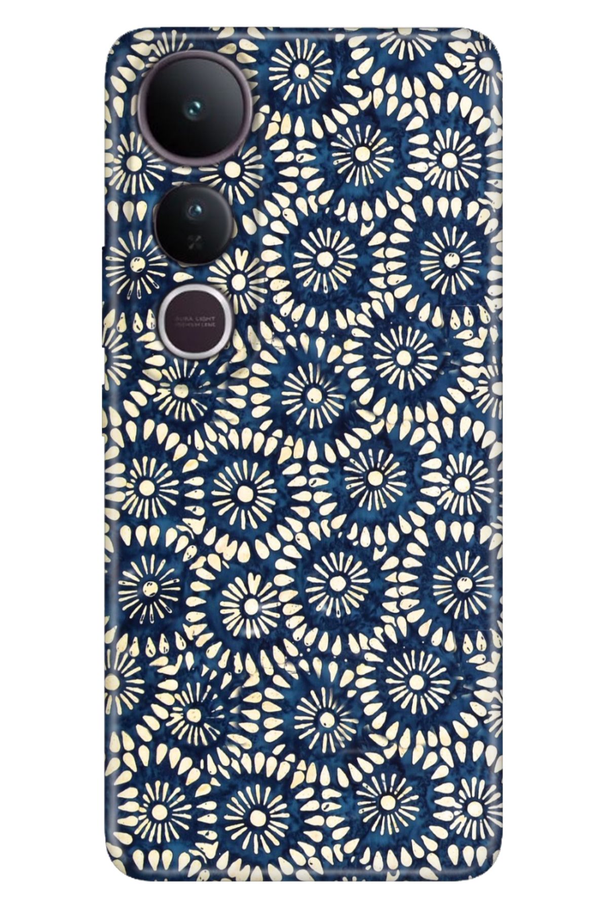 ADACASE Vivo V50 Lite 5G Kılıf Dekoratif Silikon Baskılı Kapak Mavi Dokunuş