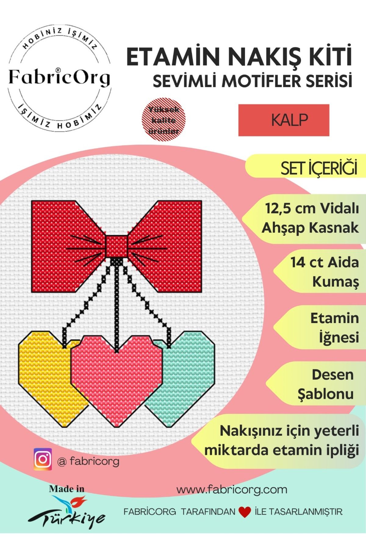 fabricorg Kanaviçe-Etamin Nakış Kiti (Kalp)