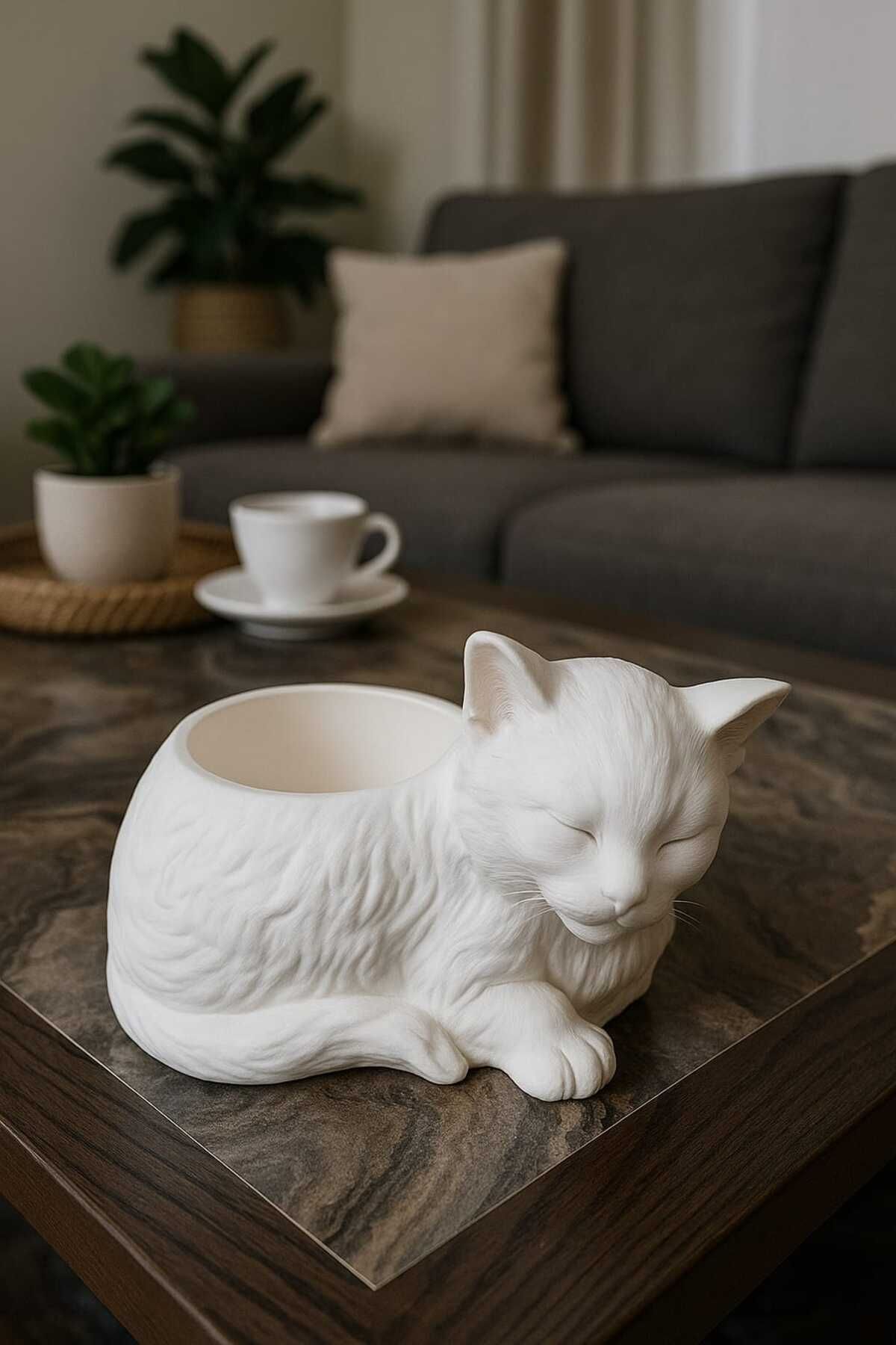 teknotrust Obje 1 Adet Kedi Beyaz Uzunluk 9 Cm Genişlik 6cm