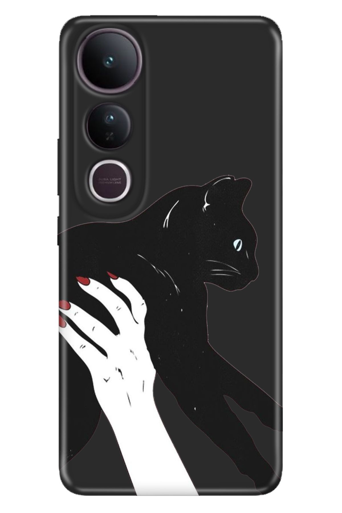 ADACASE Vivo V50 Lite 5G Kılıf Dekoratif Silikon Baskılı Kapak Sanat Kedi