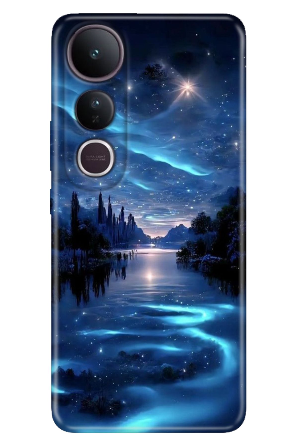 Cekuonline Vivo V50 Lite 5g Kılıf Retro Trendy Silikon Baskılı Gece Yarısı