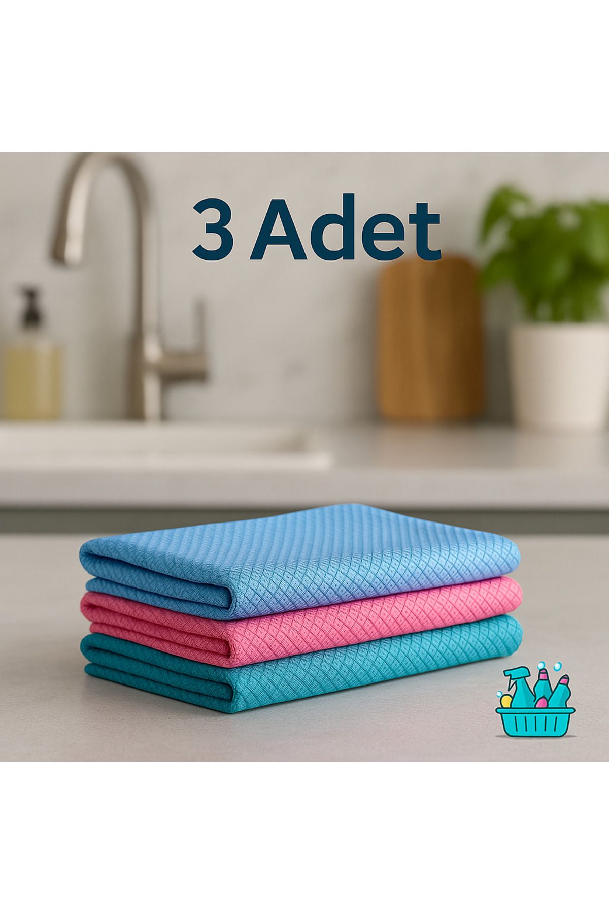 temizliksepeti Mikrofiber Cam Bezi 3 Adet 40x40 cm | İz Bırakmaz - Ultra Temiz Yüzeyler