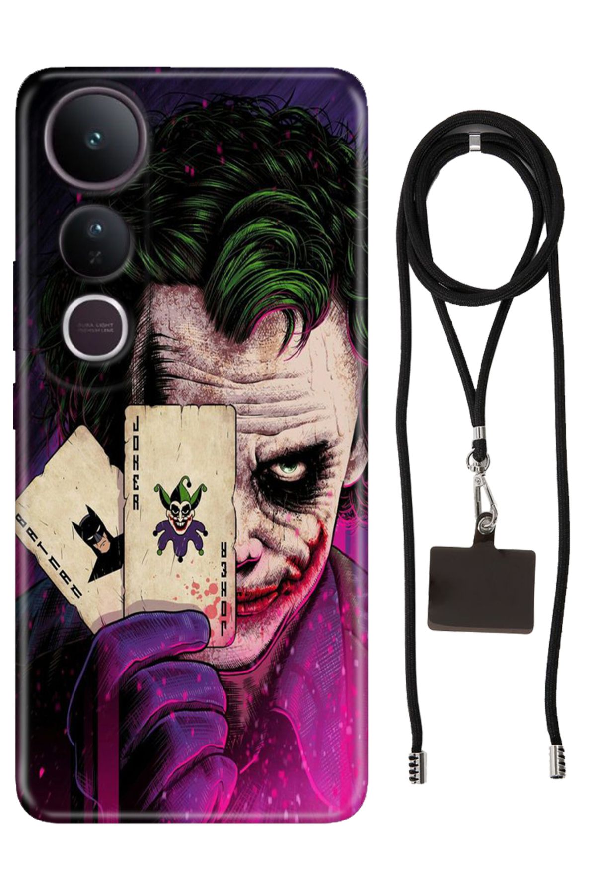 Cekuonline Vivo V50 Lite 5G Kılıf Silikon Joker Retro İpli Boyun Askısı