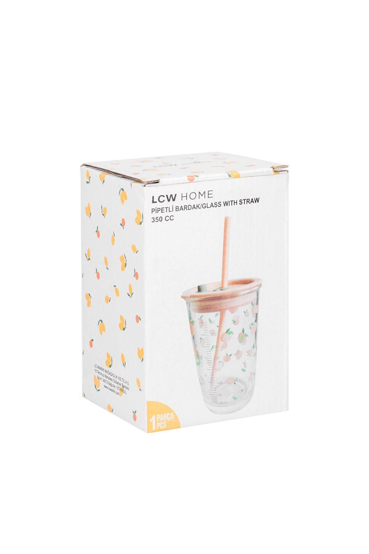 LC Waikiki-Lcw Home Printed Glass Cup with Straw 350 ml (S5) 4