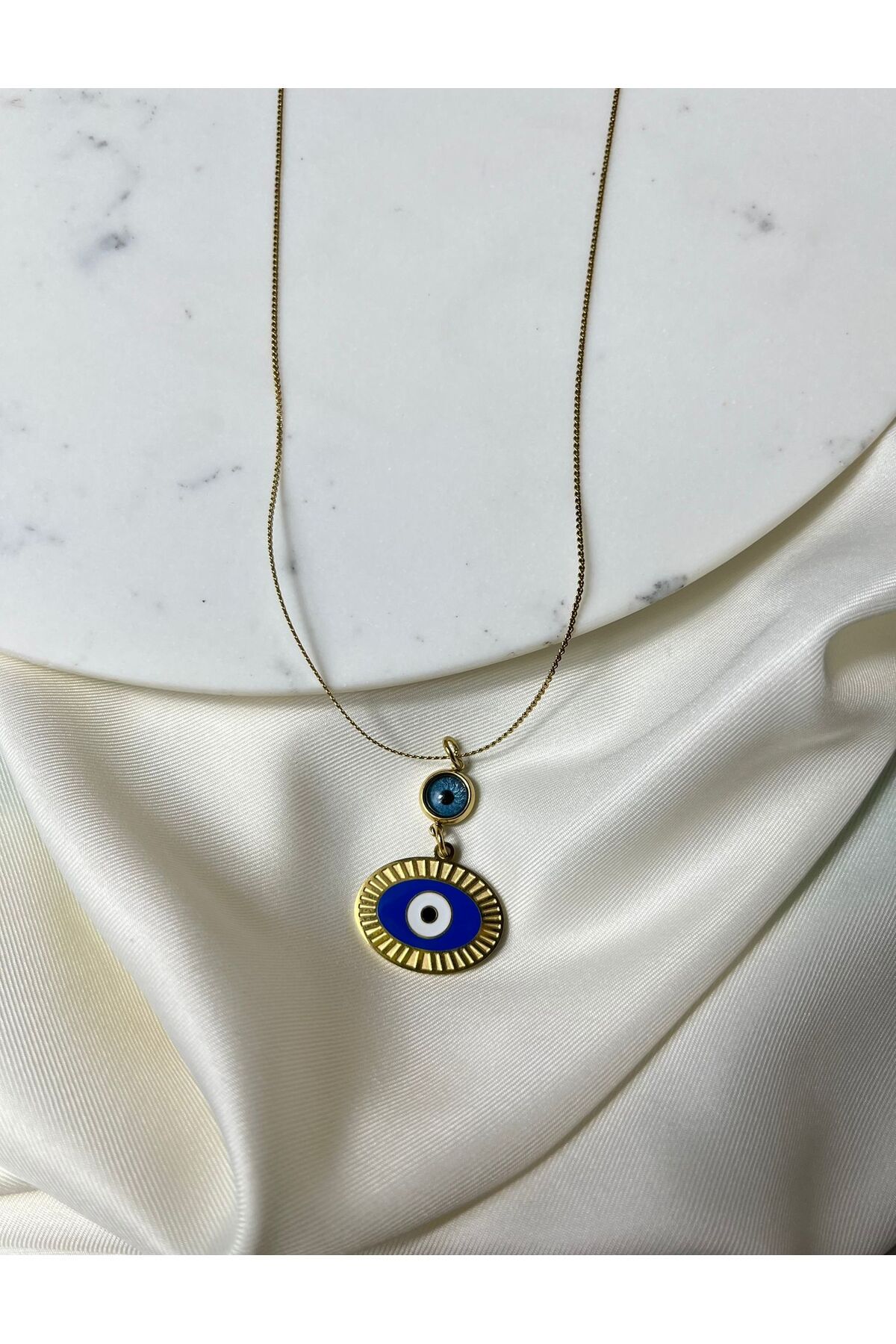 Orvix Accessories Gold Zincir Nazar Kadın Kolye Yazlık Kolye Abiye Kolye Hediyelik Kolye Anne Kolye