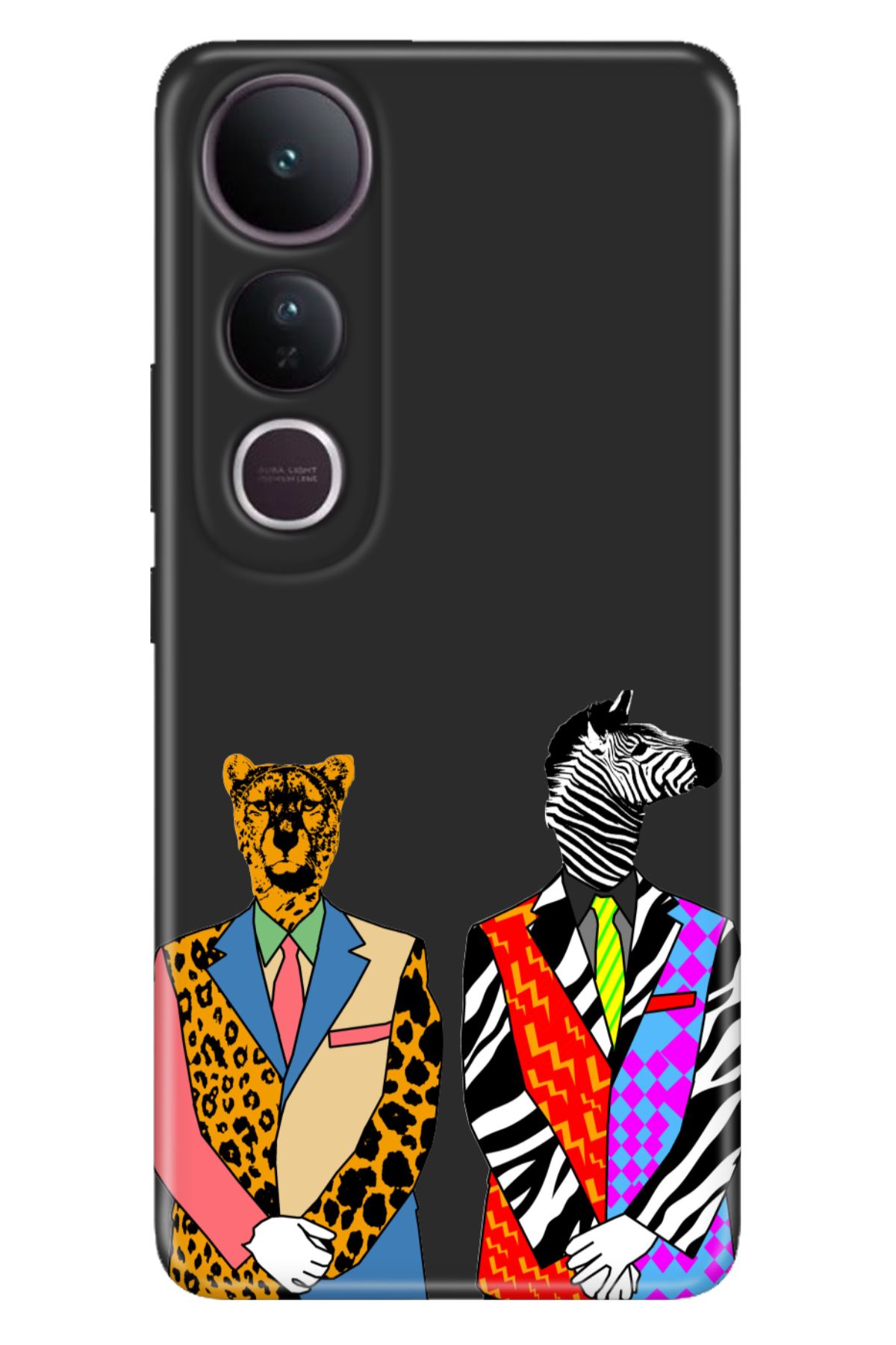 ADACASE Vivo V50 Lite 5G Kılıf Renkli Silikon Baskılı TPU Zebra Kaplan Retro