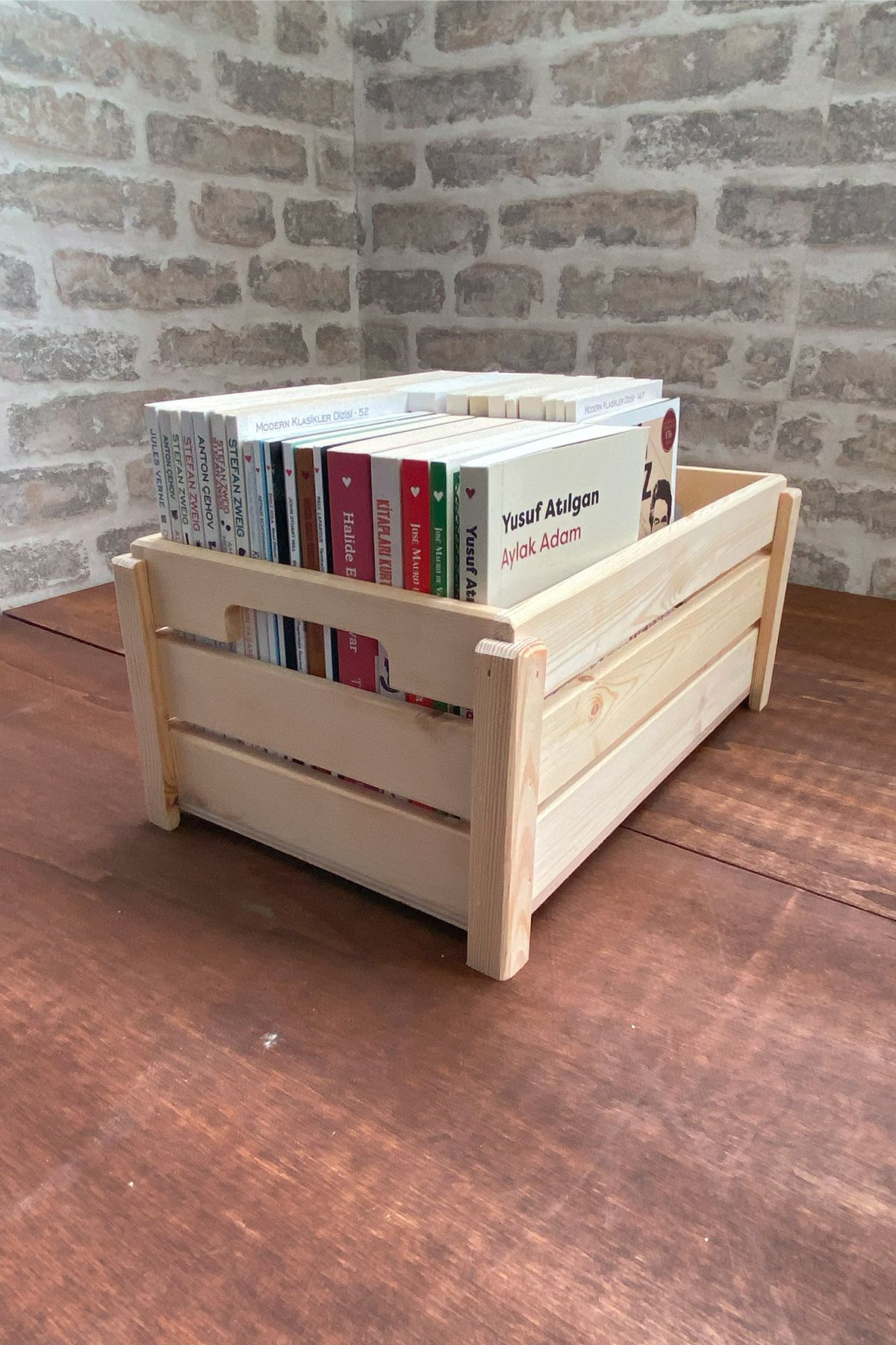 ayfiwood 2 Adet Kitap Düzenleyici Doğal Ahşap Saklama Kutusu Ahşap Kitap Organizer 2 Adet