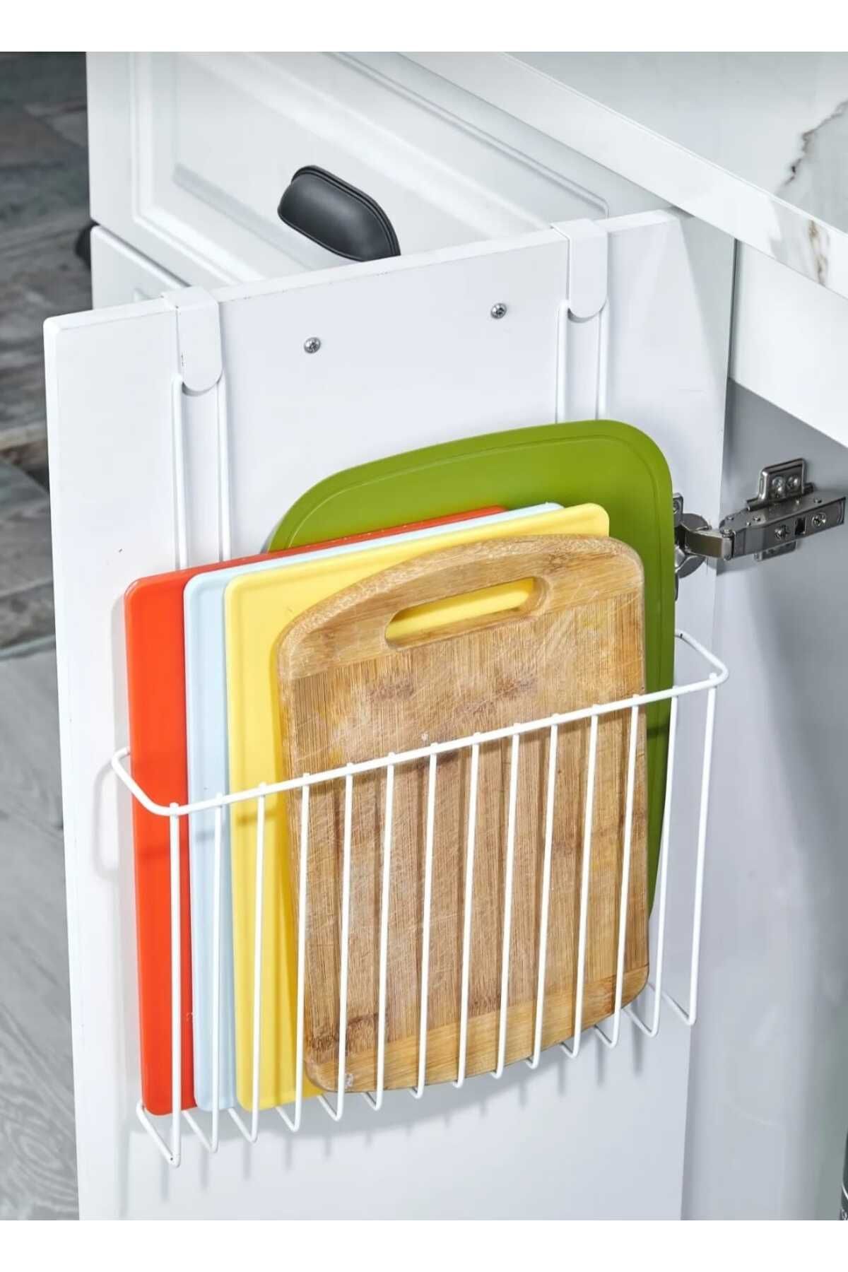 METALAY Askılı Metal Kesme tahtası Düzenleyici BEYAZ - Magazinlik Dergi Organizer
