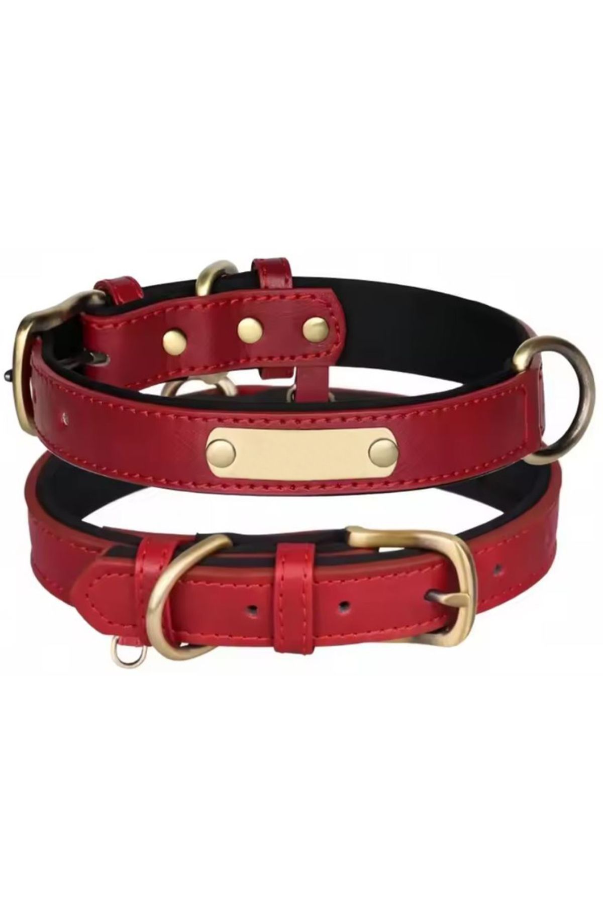 REDz Accessories Zgardă Clasică Cu Etichetă Inscripționabilă, Mărime Xs, Lungime 27 Cm, Reglabilă, Aspect Piele, Roșu Și Negru - One Size