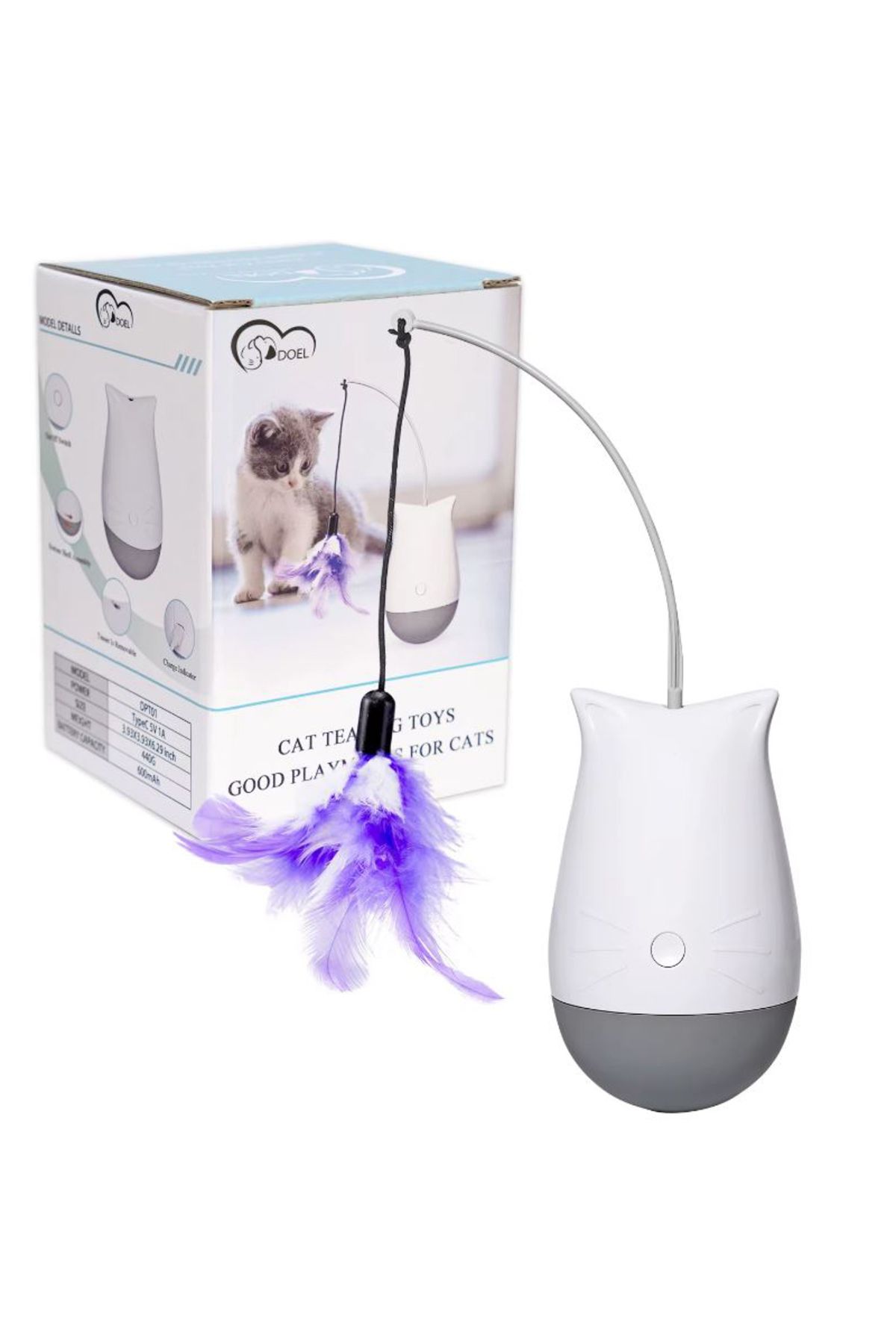 REDz Accessories Jucărie Interactivă Cu Purici, Pentru Pisici, Rotativă, Baterie De 500 Mah, Albă - One Size