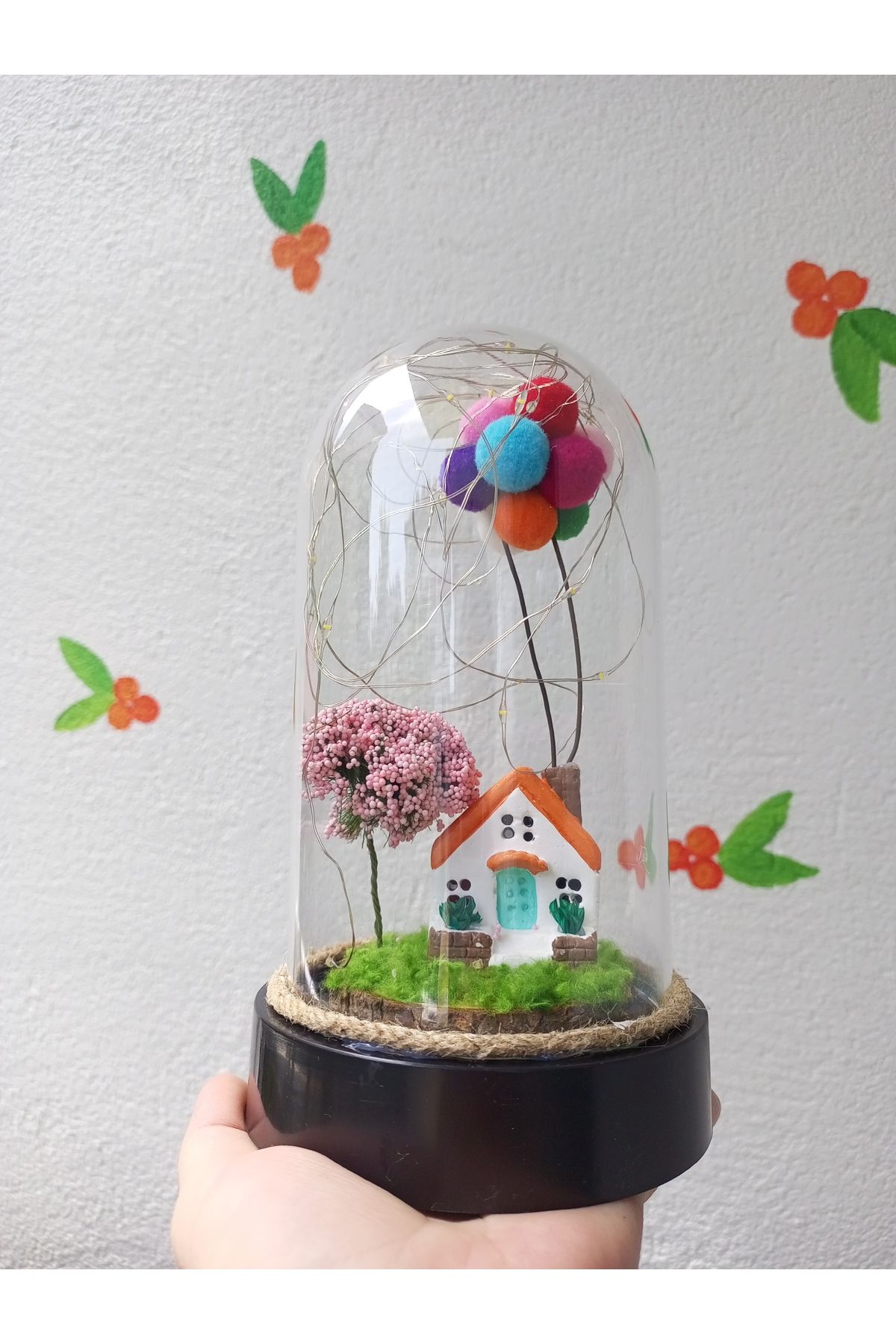 Home Dekoratif LED'li Fanuslu balonlu ev