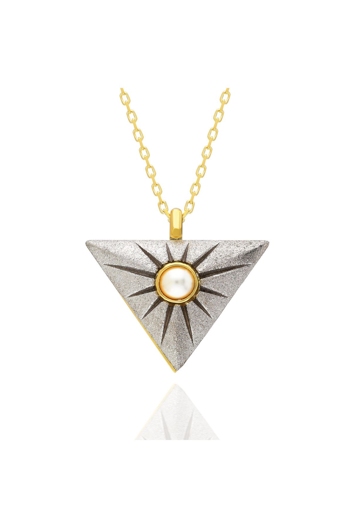 emy by emel luxury silver jewelry Altın Kaplama İnci Grande Kolye 925 Ayar Gümüş