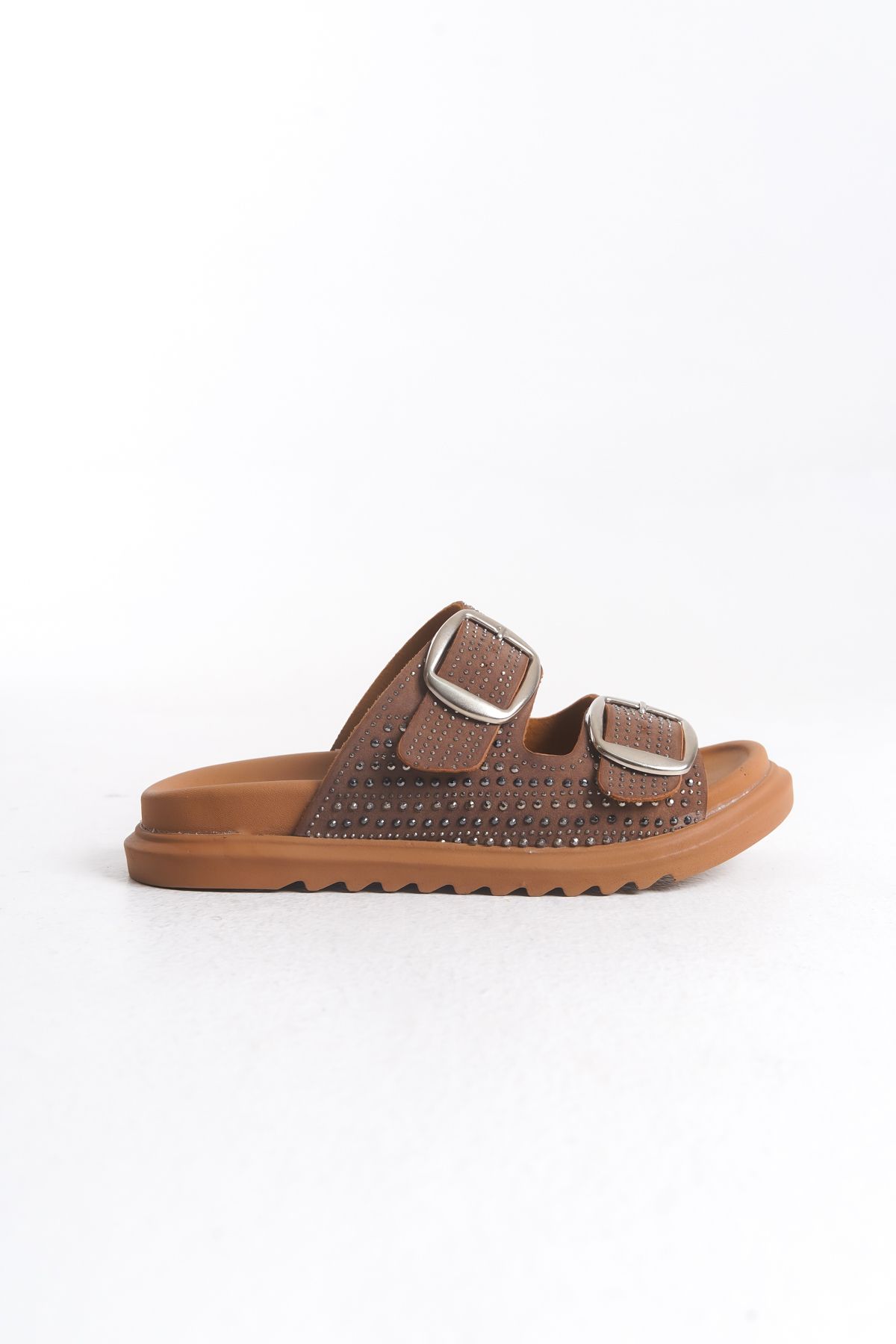Pofi Shoes Taş Detaylı Alçak Taban Günlük Terlik