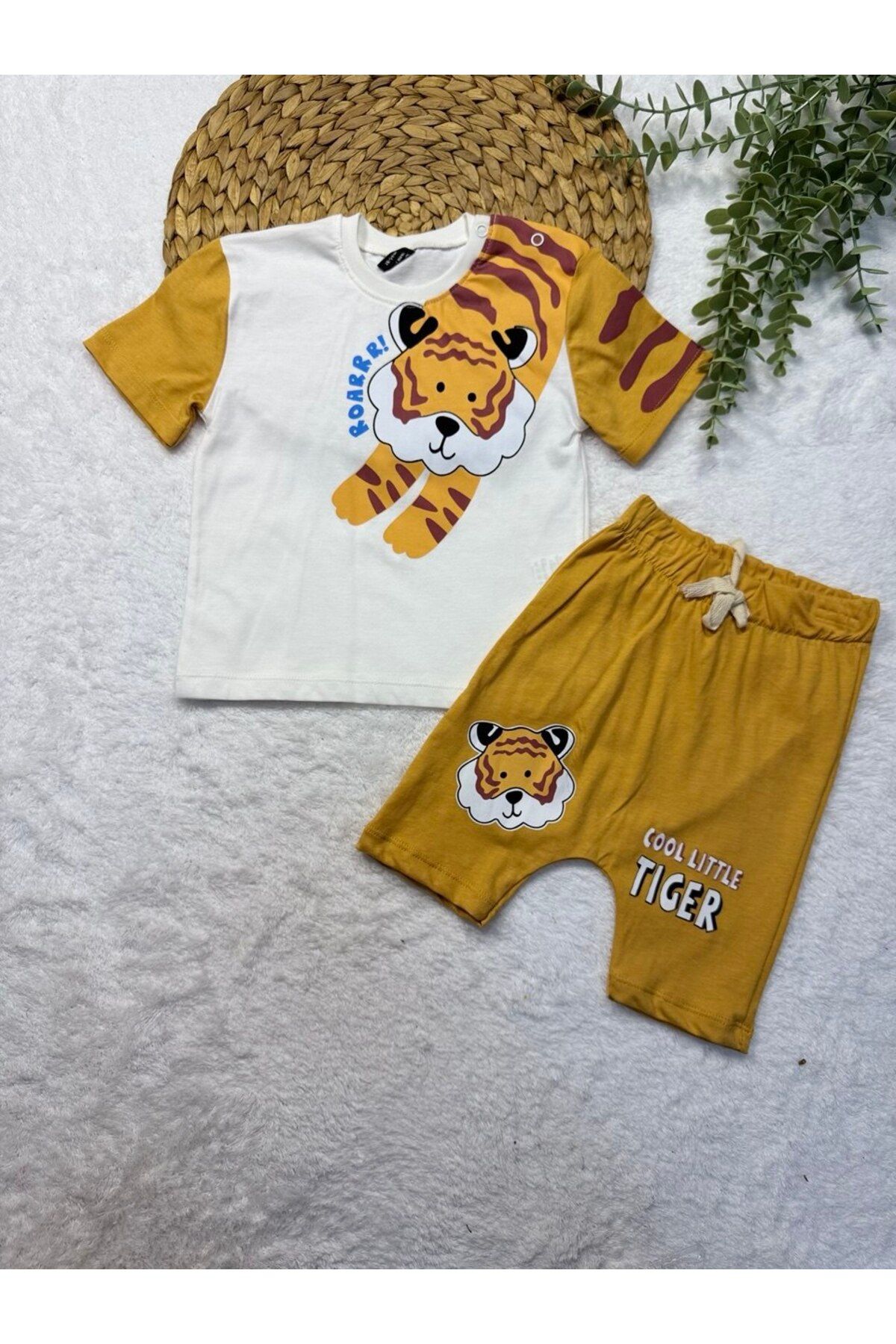 TİJK Erkek Bebek Aslan Baskılı 2li Takım
