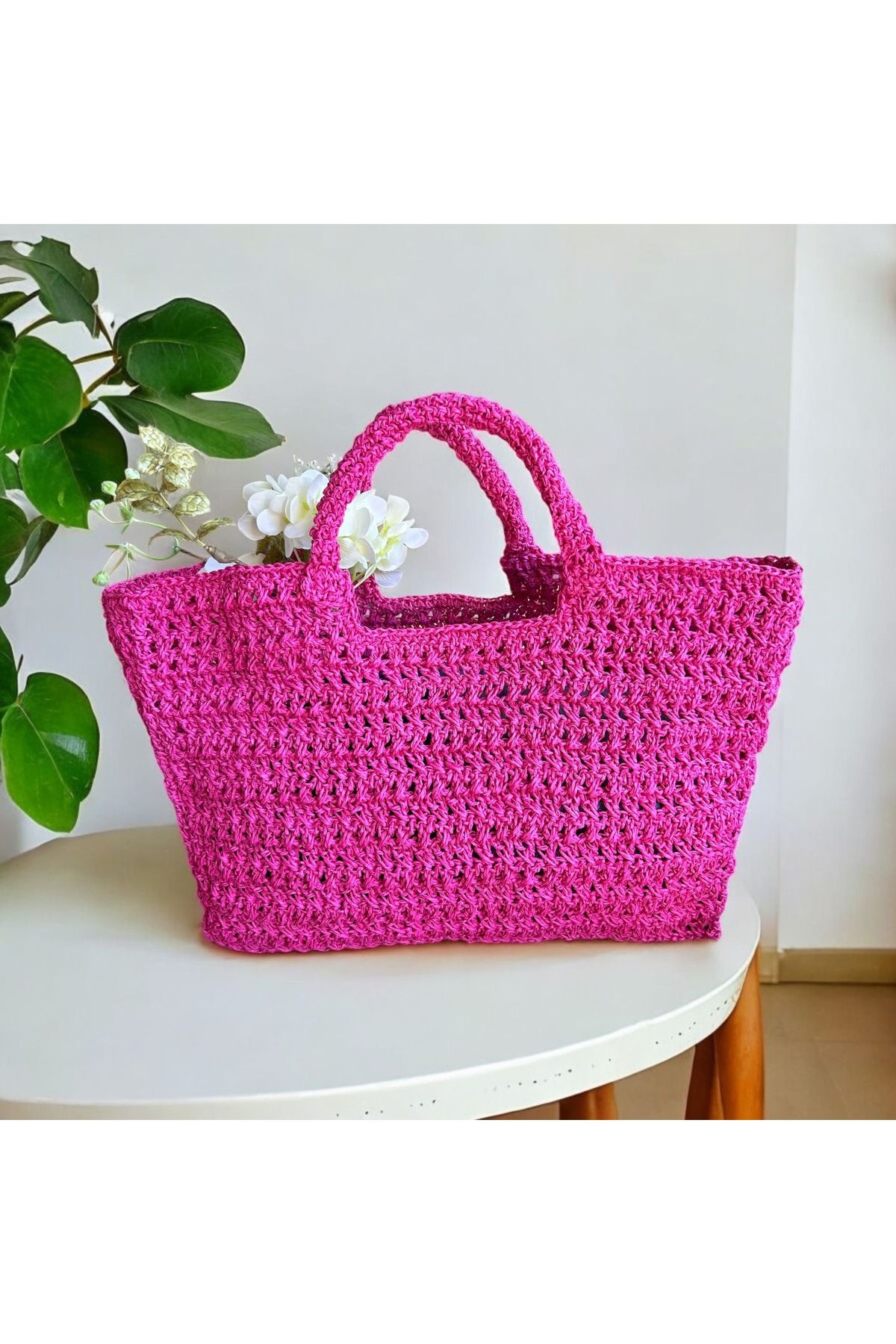 Mayda accessorises Pembe Hasır Çanta