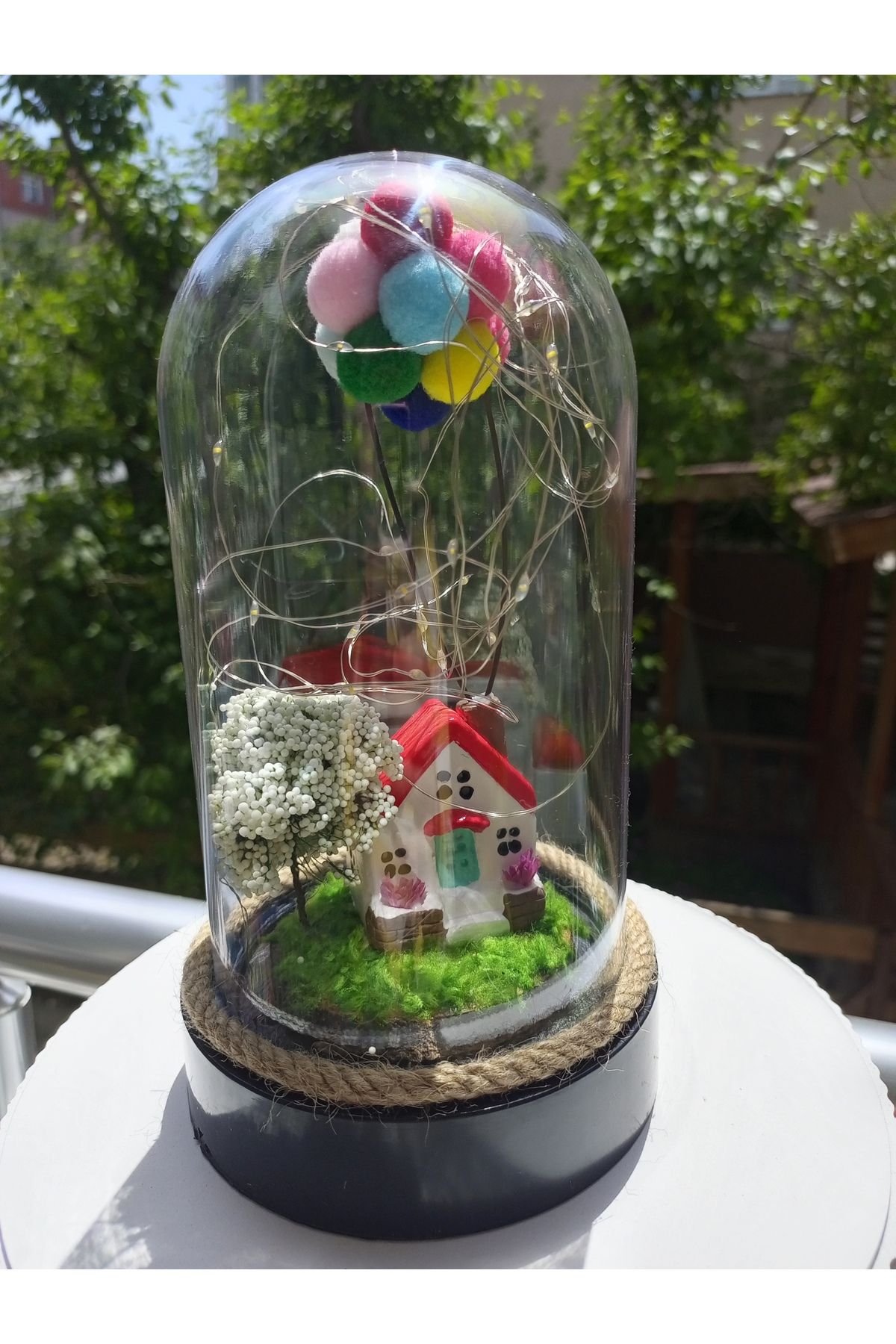 Home Dekoratif LED'li Fanuslu balonlu ev