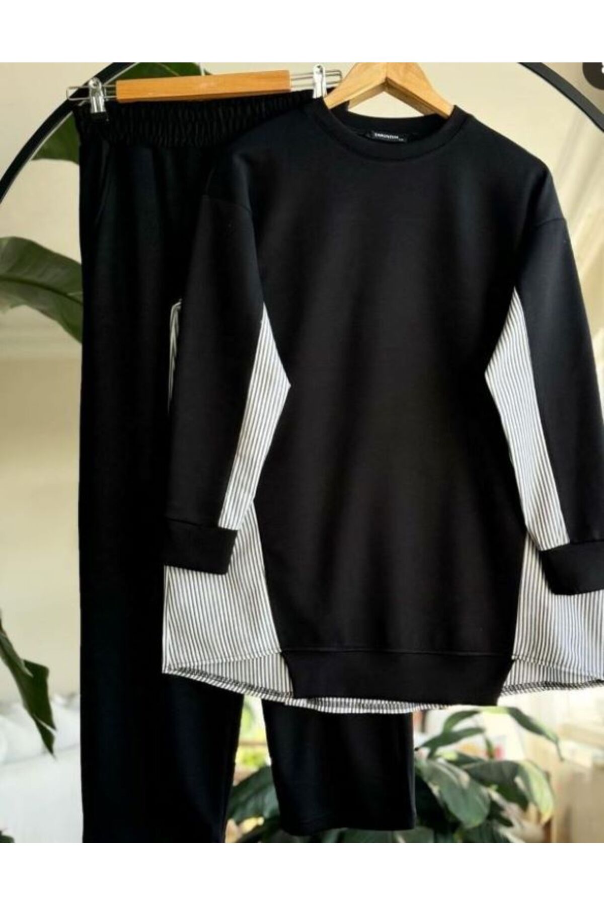 Aşkın fashion gofre kumaş garnili penye ikili eşofman takım