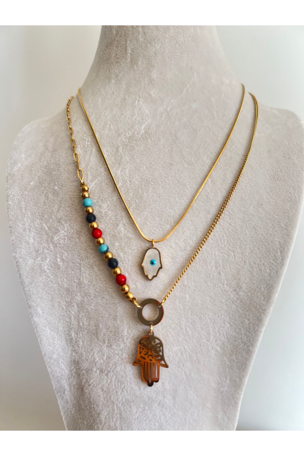 Enki Design Çelik Fatma Ana Eli Nazar Kolye