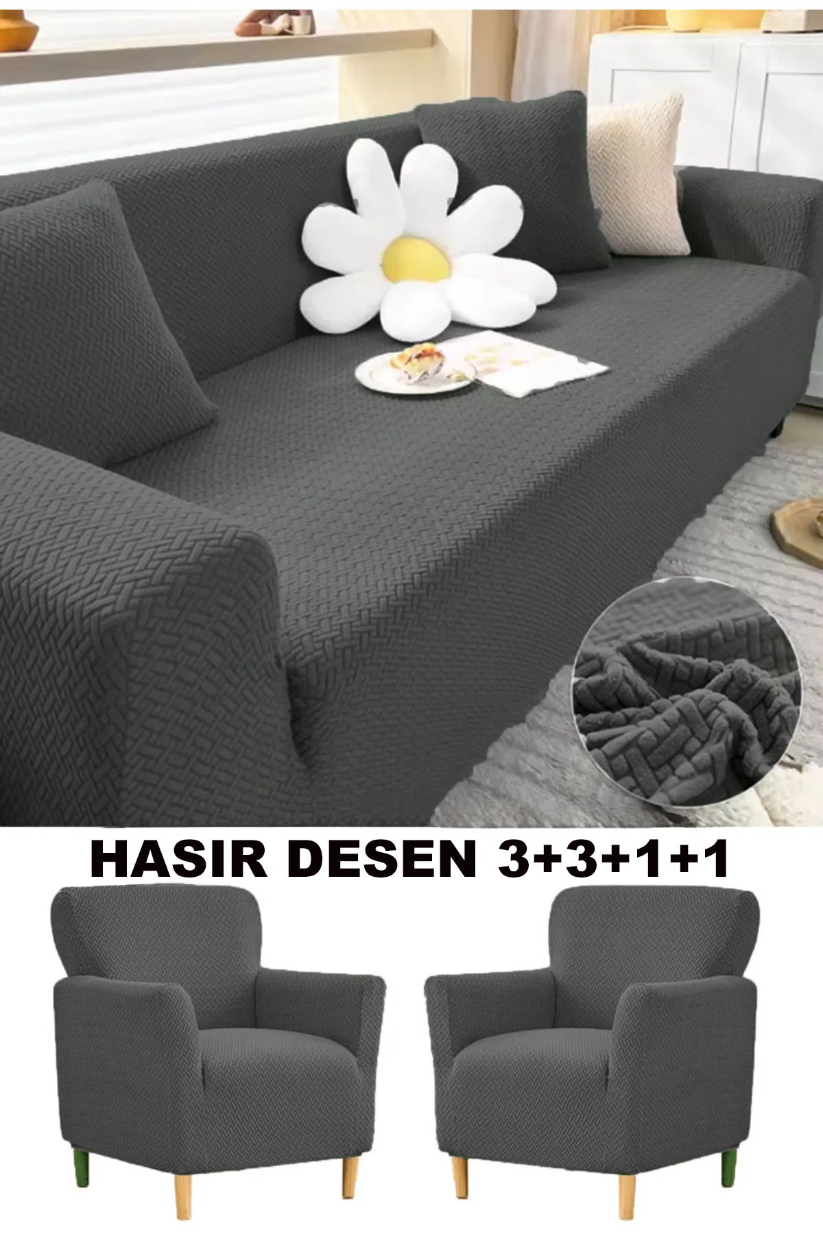 Bright Home 3.3.1.1 Koltuk Örtüsü Koltuk Kılıfı Takımı Ev Tekstili Sofa Cover