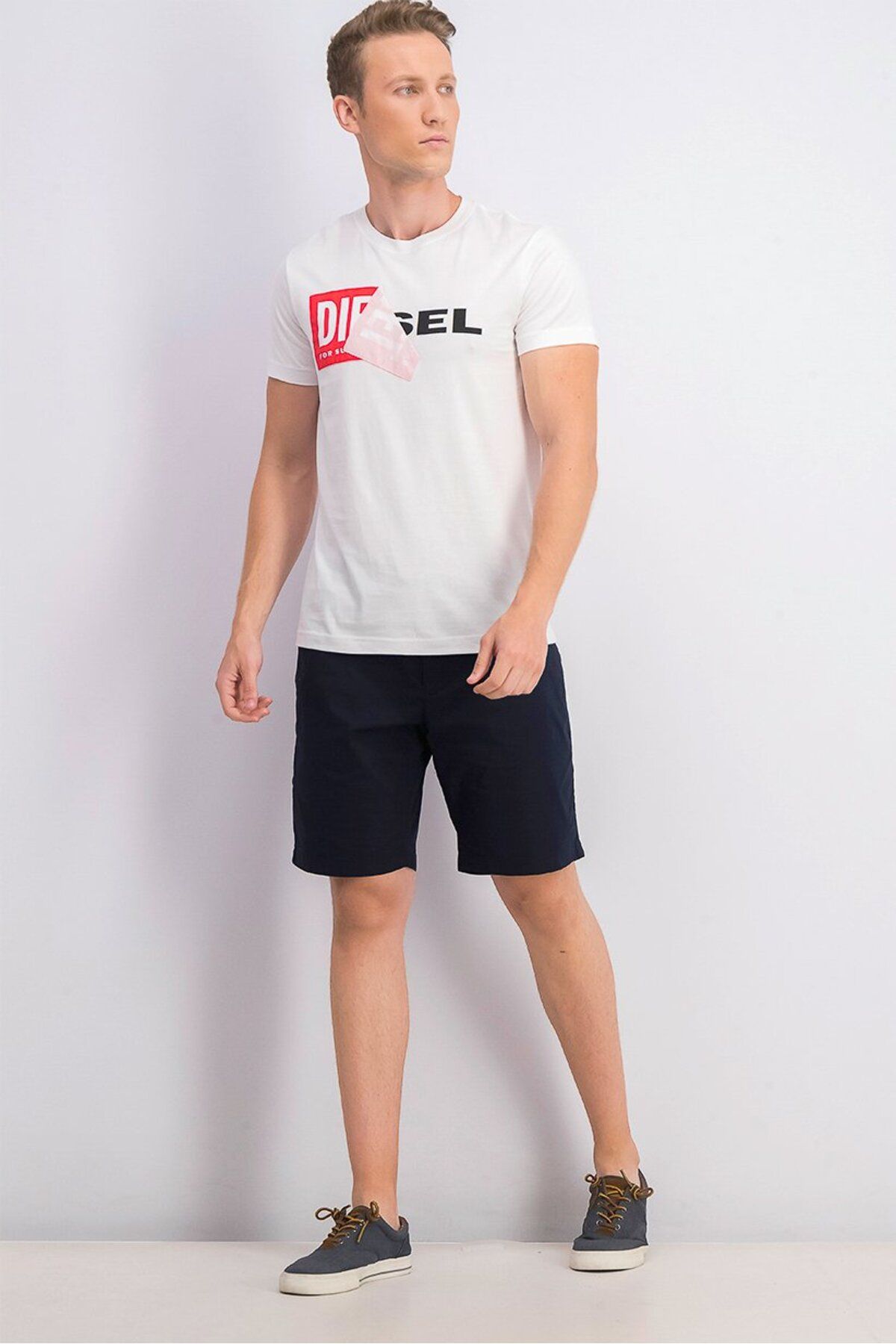 Diesel-Men T,diego Qa T-shirt, White And Black And Red 4
