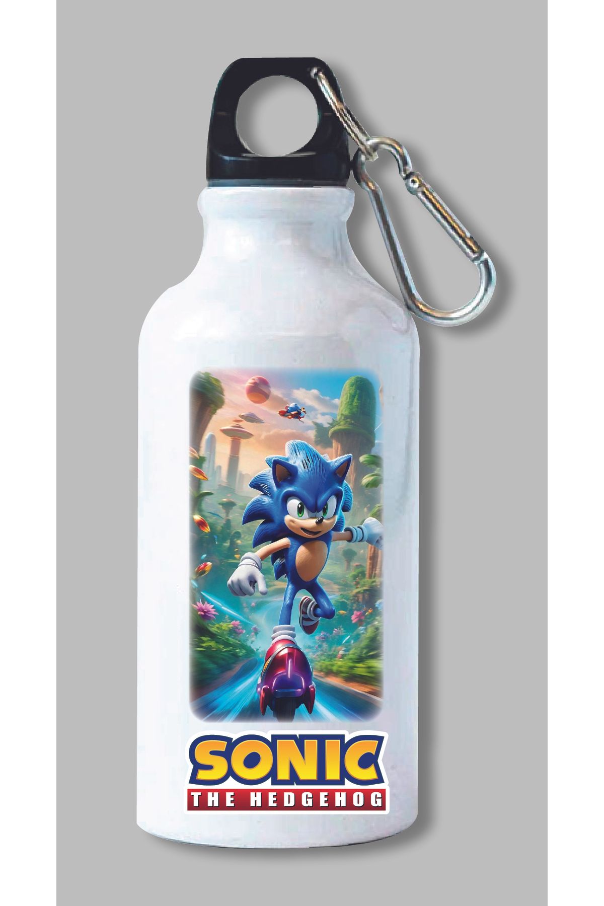 DKDZ SHOP Sonic Baskılı Kancalı Su Matarası 600ml. - 027