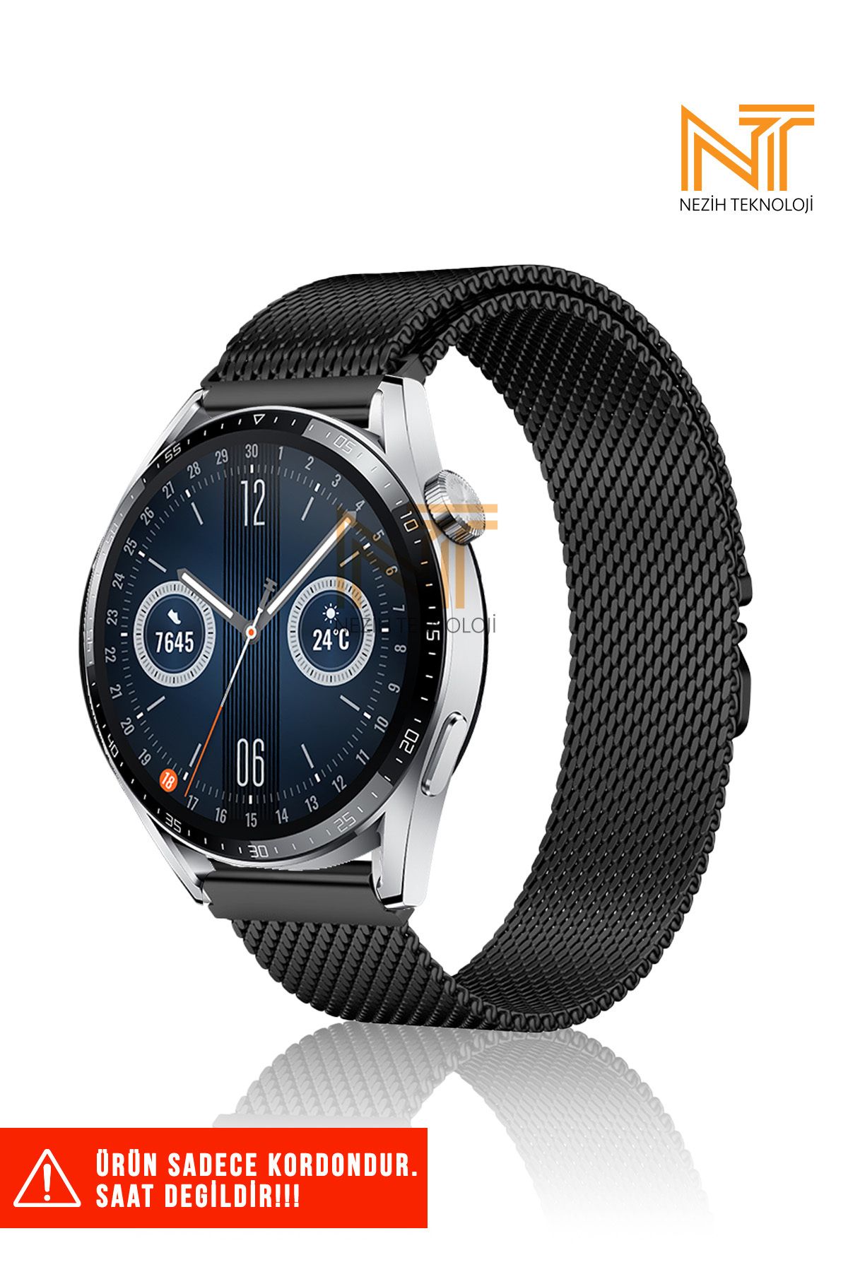 Nezih Case Huawei Watch Gt2 / Gt2 Pro / Gt3 / Gt4 / Gt5 / Gt5 Pro 46mm Uyumlu Metal Hasır Kordon