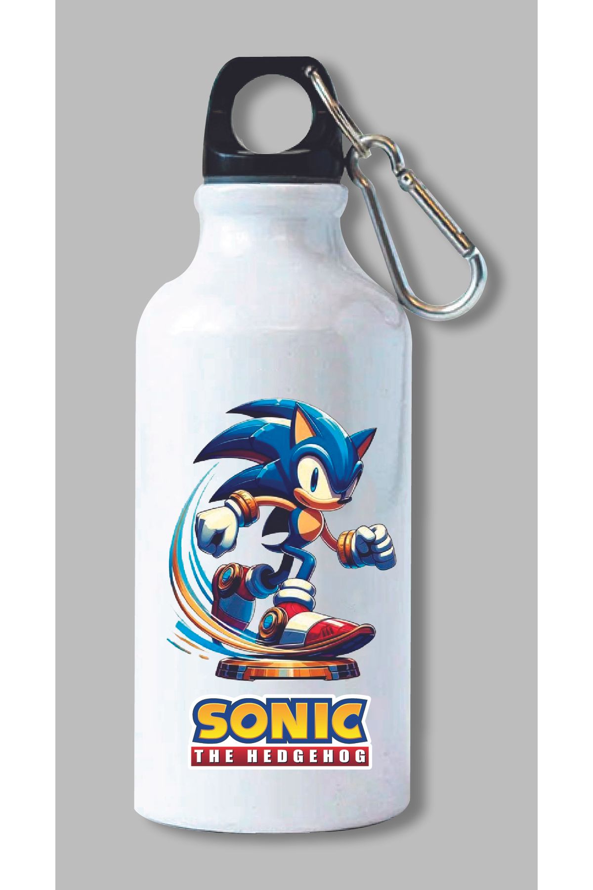 DKDZ SHOP Sonic Baskılı Kancalı Su Matarası 600ml. - 007