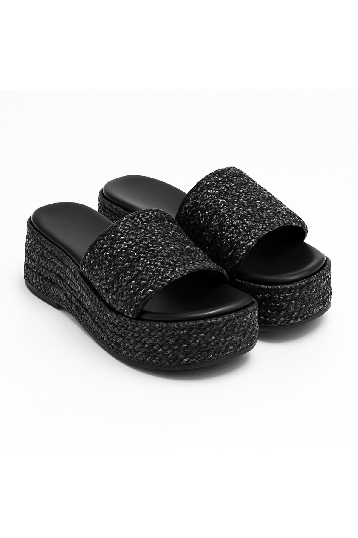 palatti shoes Dolgu Taban Hasır Kadın Terlik