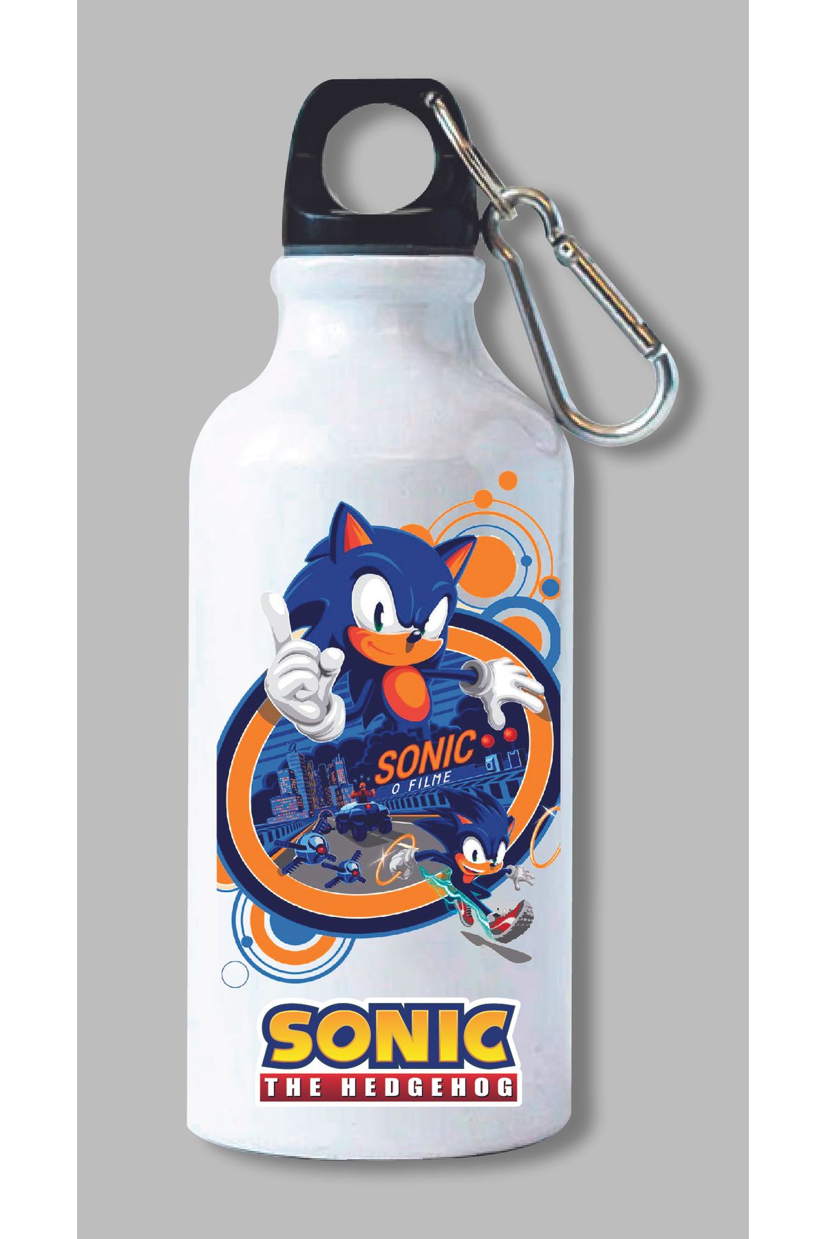 DKDZ SHOP Sonic Baskılı Kancalı Su Matarası 600ml. - 023