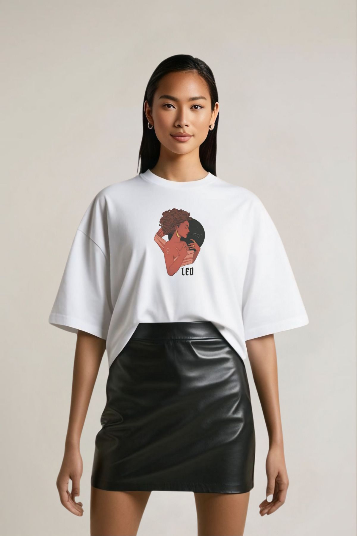 Butik Zodyak Koleksiyonu Aslan Oversize Pamuklu T-shirt