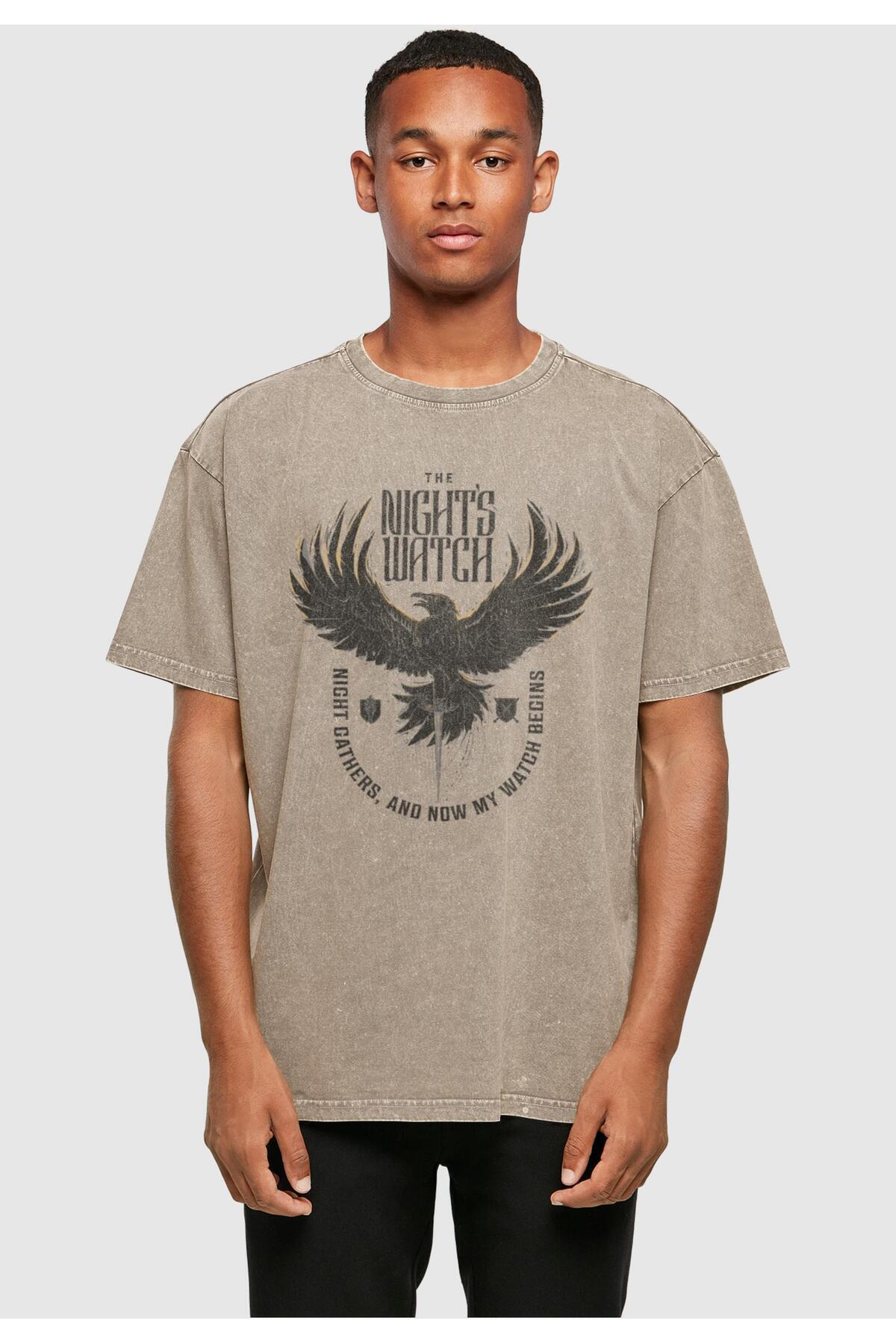 ABSOLUTE CULT-Herren Game Of Thrones - The Night's Watch Acid Washed Oversize Tee 3