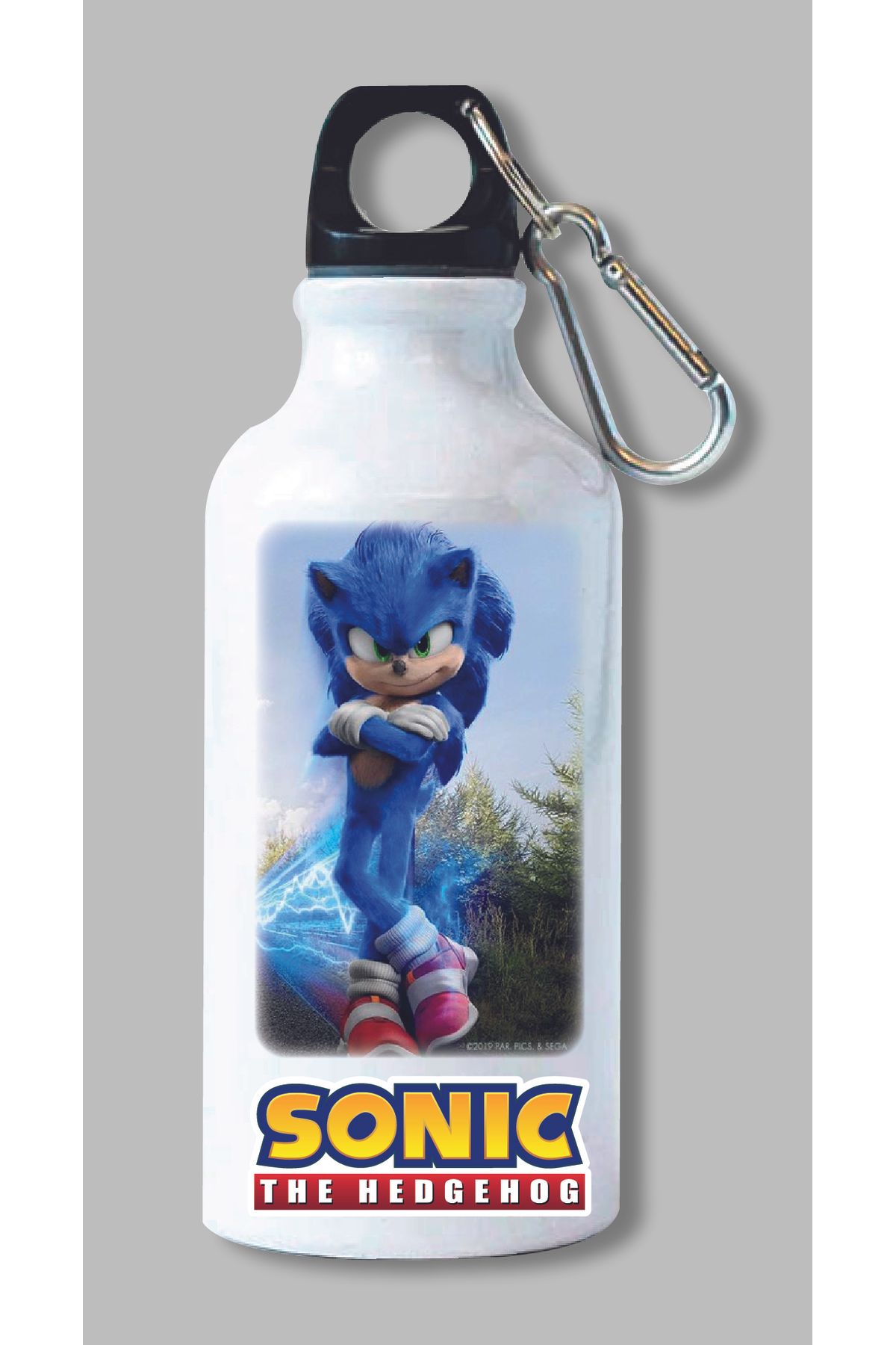 DKDZ SHOP Sonic Baskılı Kancalı Su Matarası 600ml. - 028
