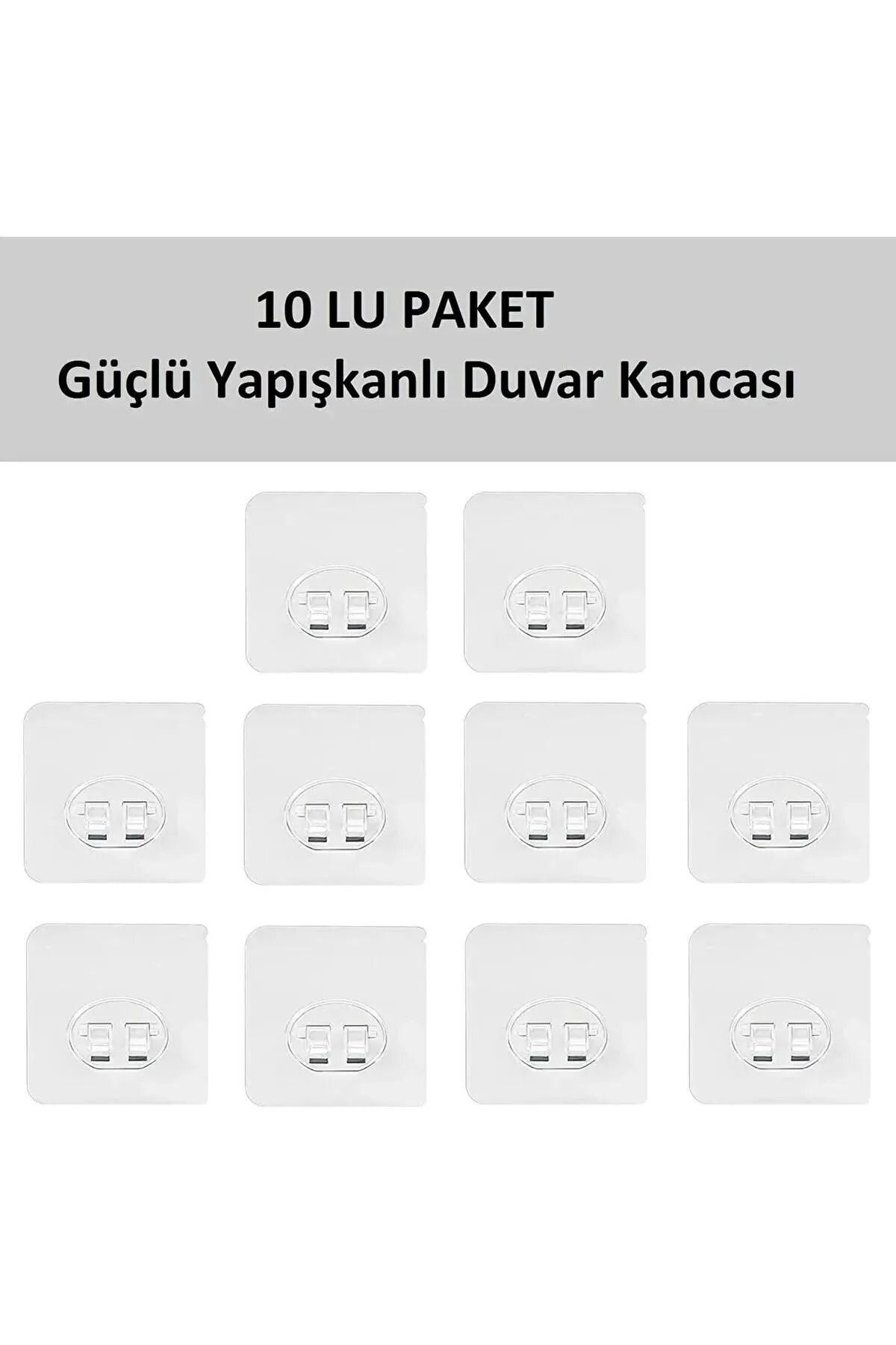 Carat Home 10 Adet Süper Güçlü Yapışkanlı Banyo Askısı Yedek Sticker Raf Tutucu Askı Kanca