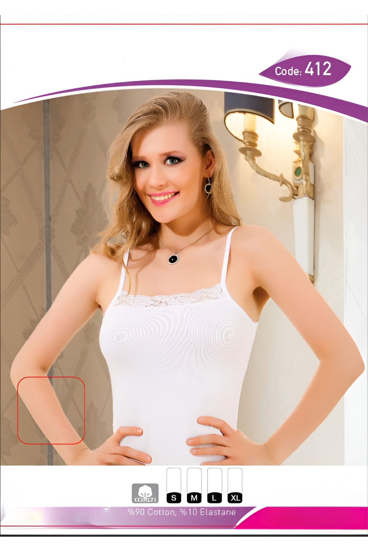 NETLY Kadın İp Askılı Danteli Atlet - %90 pamuk