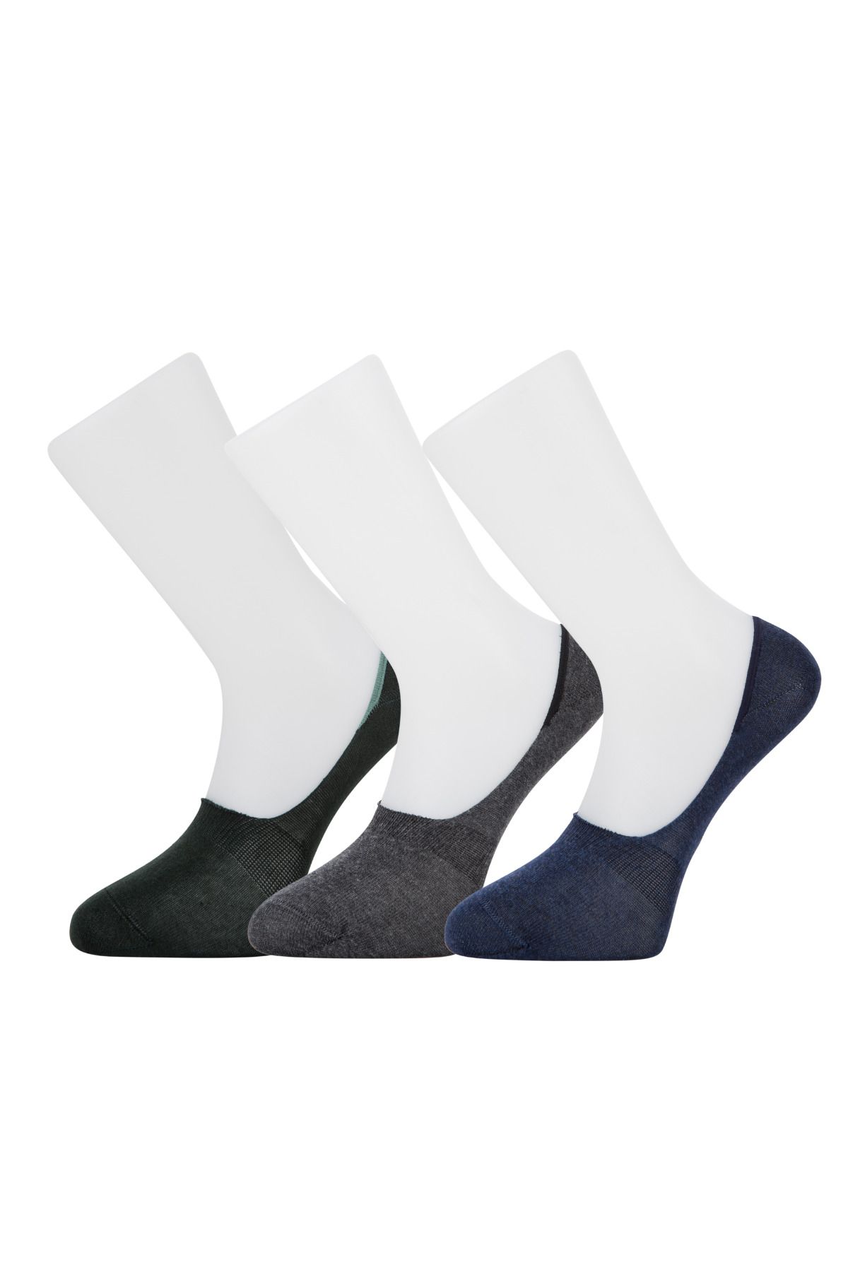 Moyra Socks Düz 3'lü Slikon Destekli Pamuk Erkek Babet Çorap