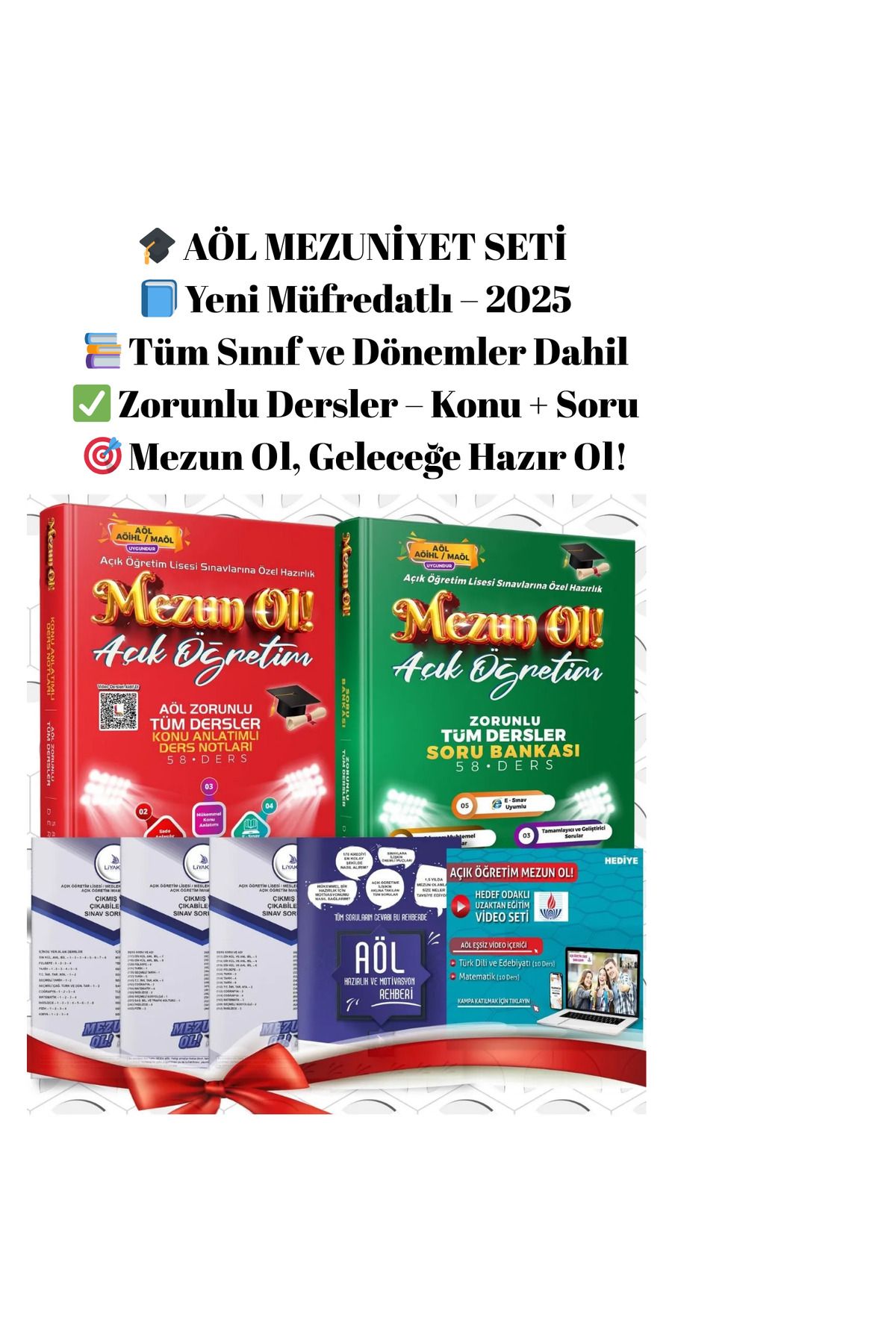 Liyakat Yayınları Yeni Müfredatlı AÖL Mezuniyet Seti- | Zorunlu Tüm Dersler | Tüm Sınıf ve Dönemler | Konu + Soru